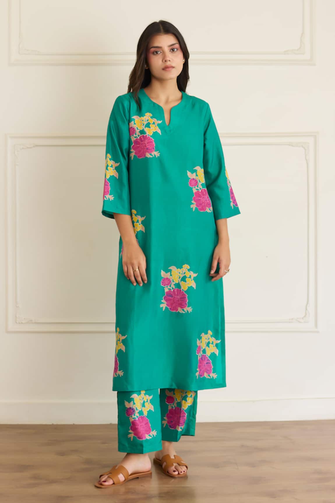 Juanita By Shubhda Jade Silk Kurta With Pant 