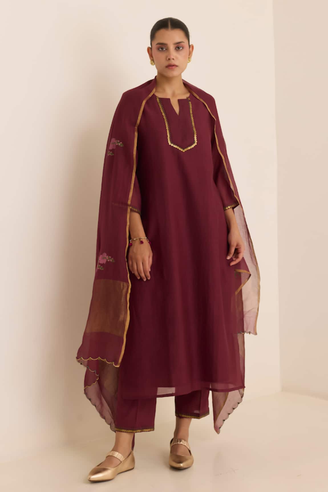 Juanita By Shubhda Ivy Chanderi Kurta Pant Set 