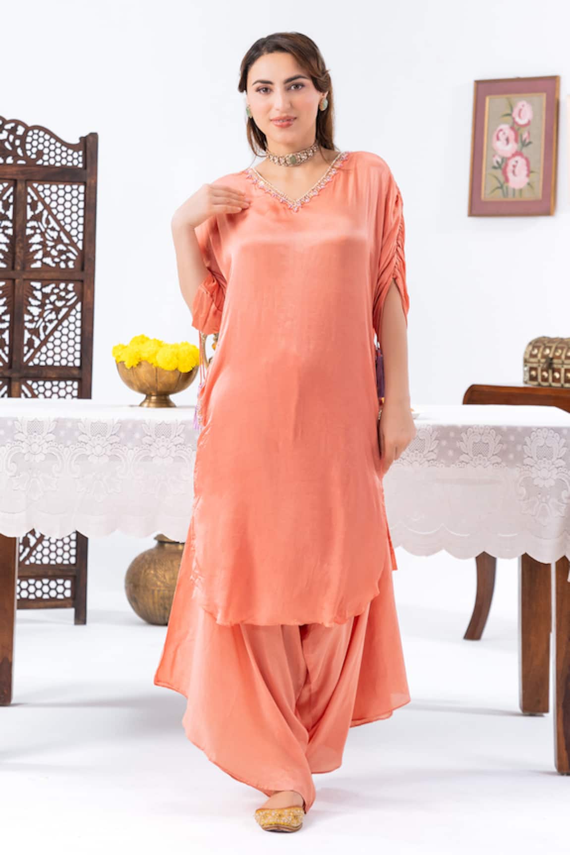 Leela By A Placement Hand Embroidered Kurta With Harem Pant 