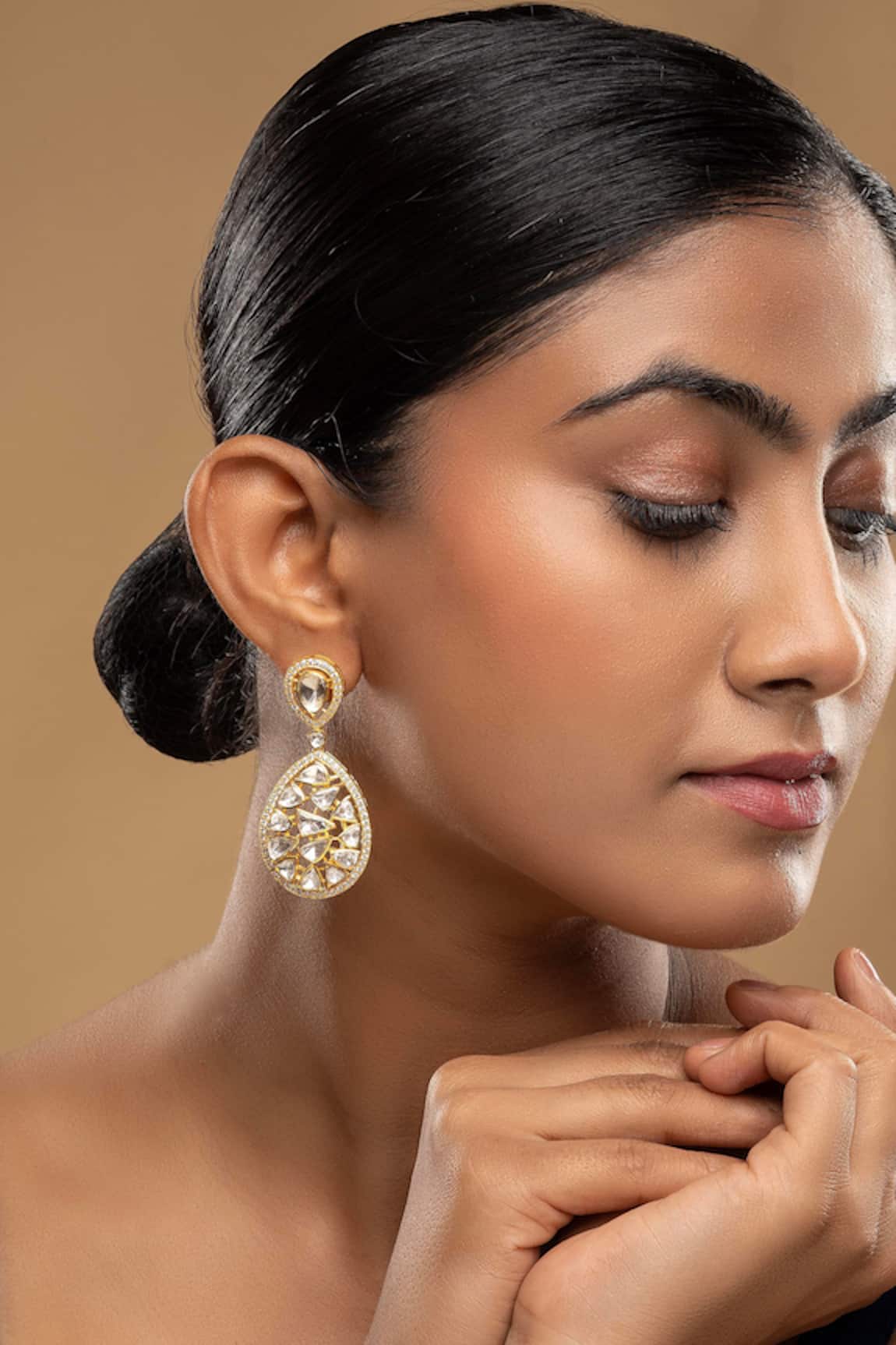 Sica Jewellery 925 Silver Moissanite Polki Spiti Earrings 