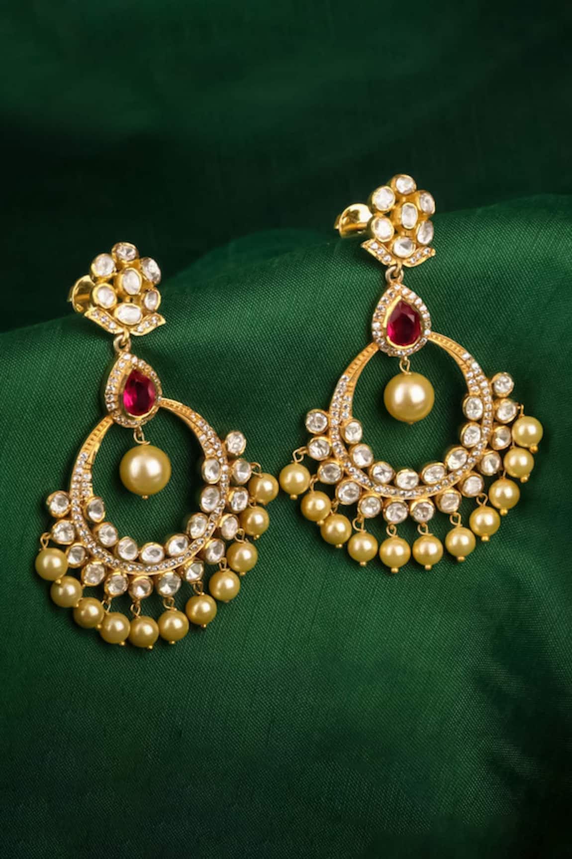 Sica Jewellery 925 Silver Moissanite Polki Festive Chandbalis 
