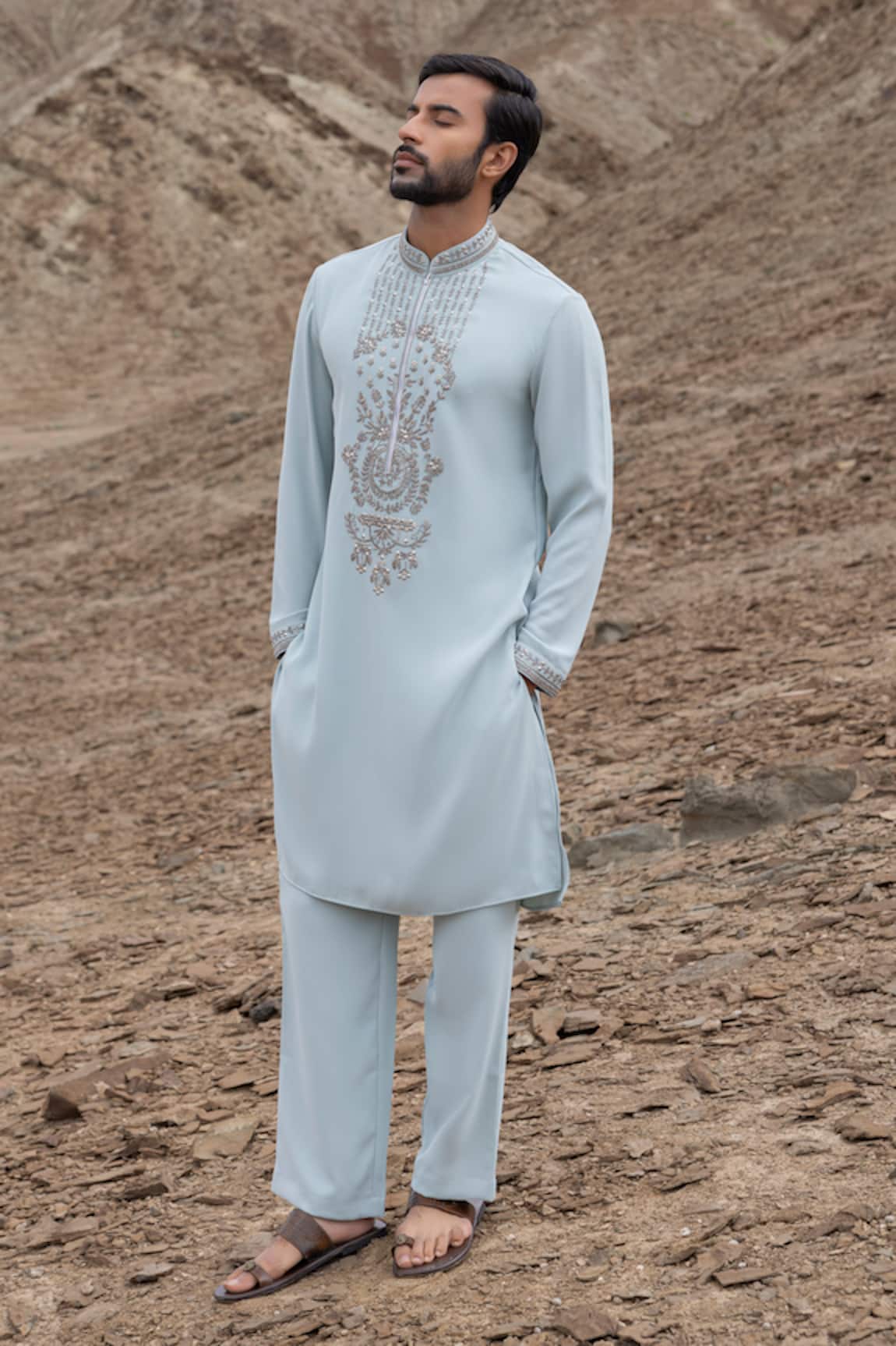 Amit Arora Embellished Straight Kurta & Pant Set 