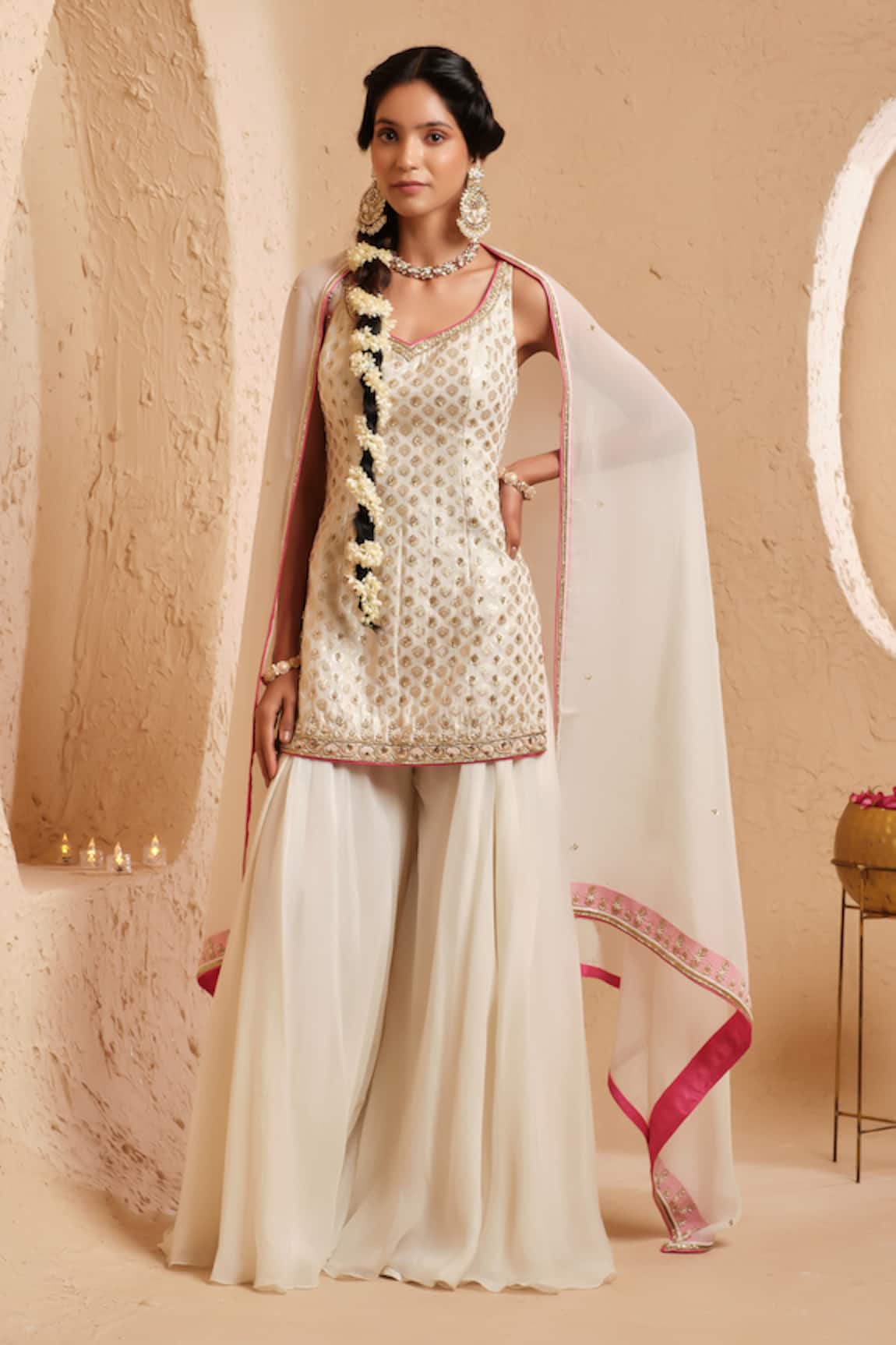 Muditaa By Urmila Pavani Embroidered Kurta Sharara Set 