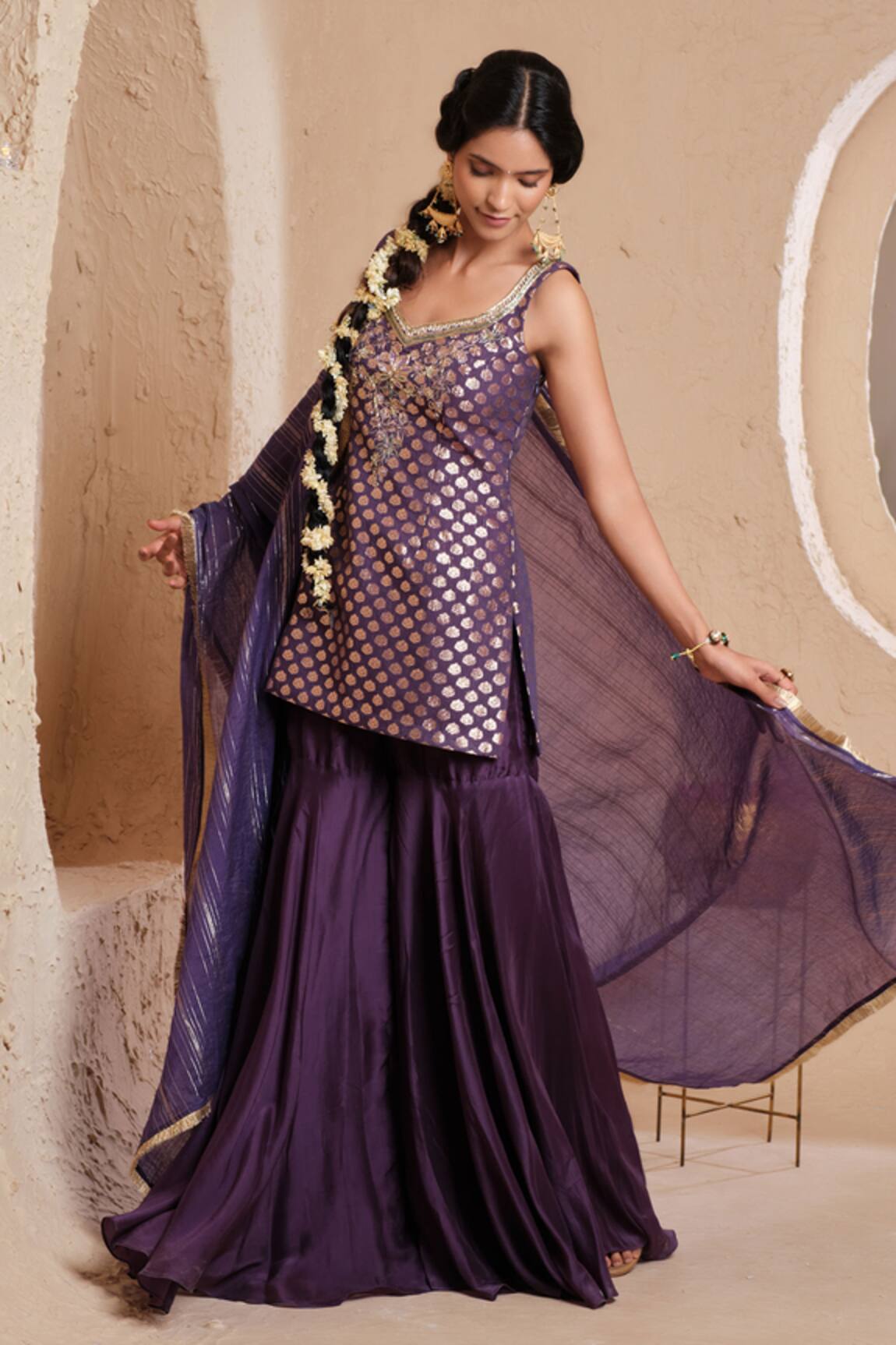 Muditaa By Urmila Vanya Floral Woven Kurta Gharara Set 