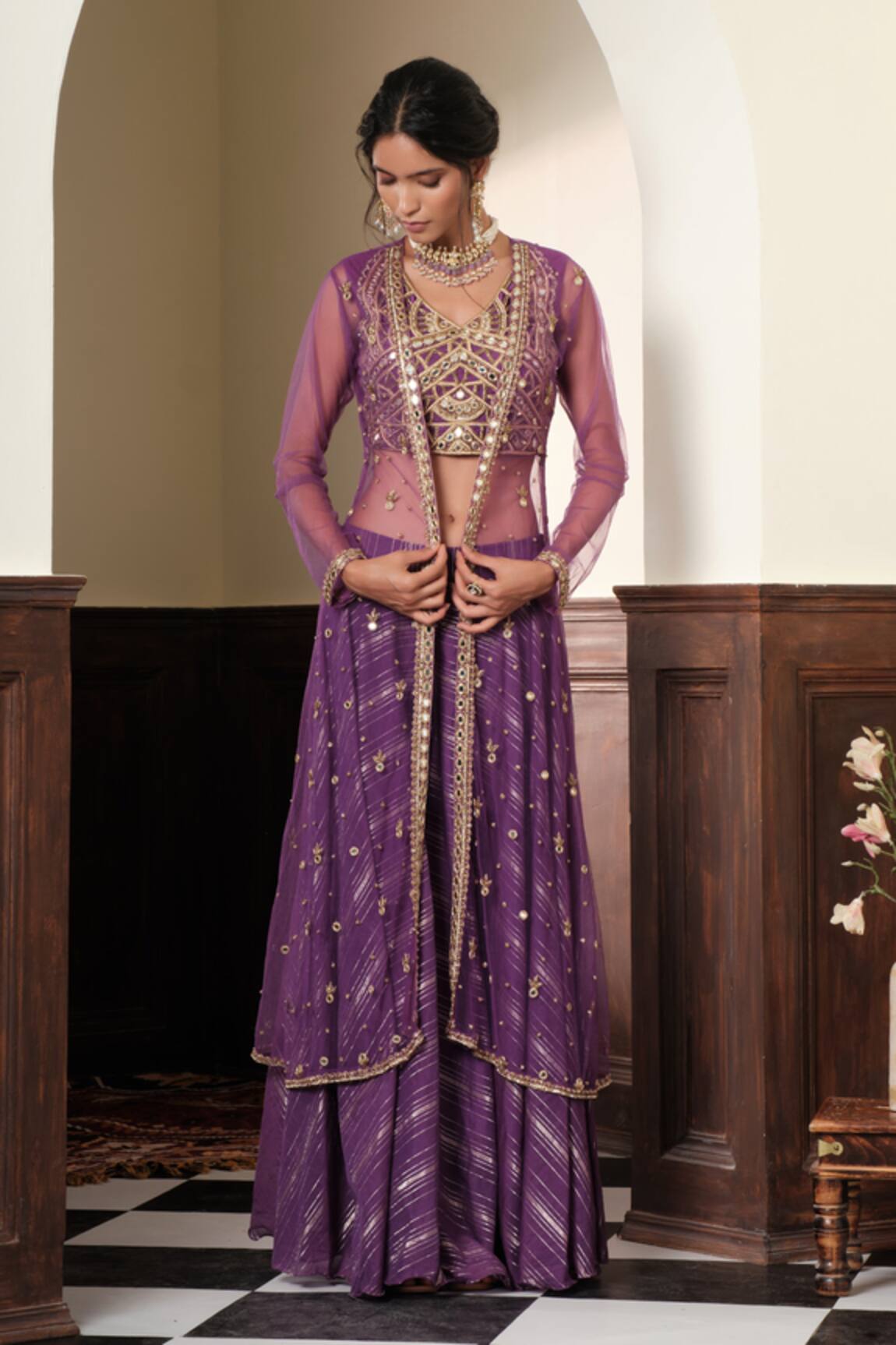 Muditaa By Urmila Devika Embroidered Jacket Sharara Set 