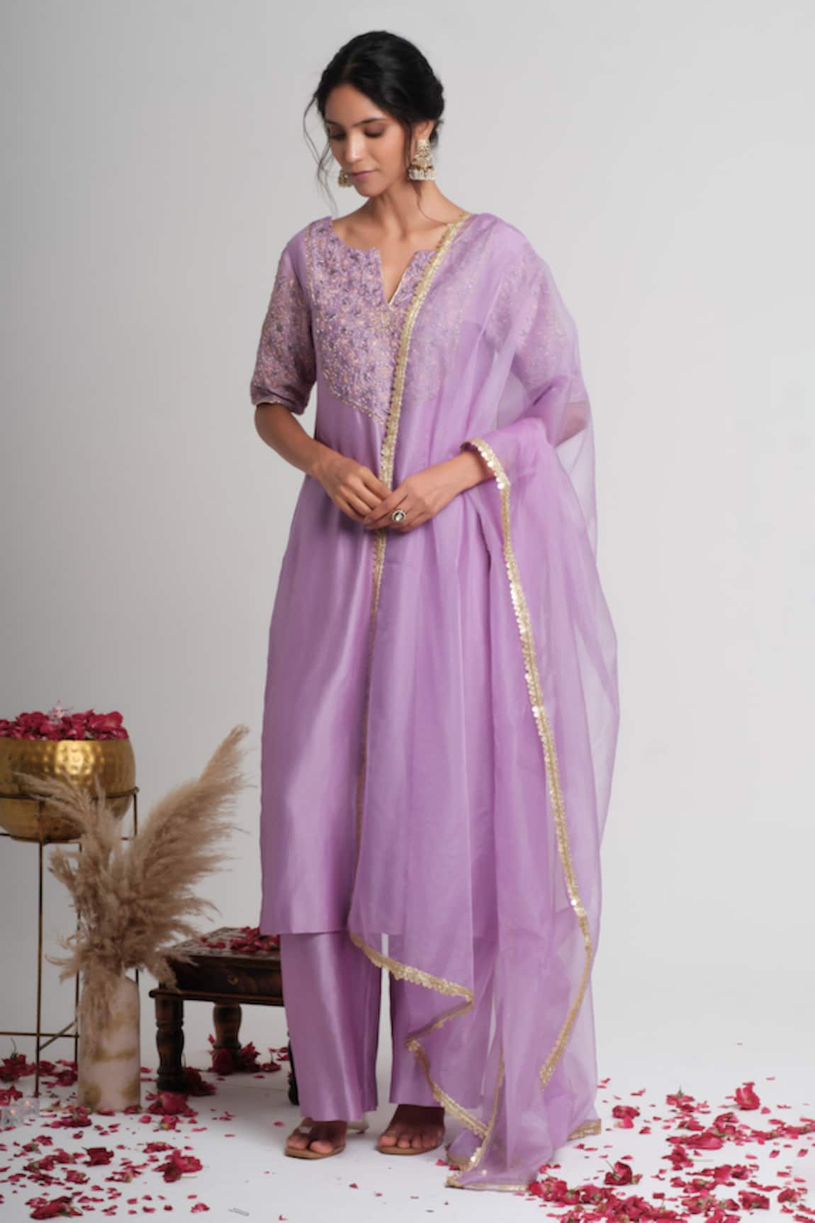 Muditaa By Urmila Mridula Hand Embroidered Kurta Pant Set 