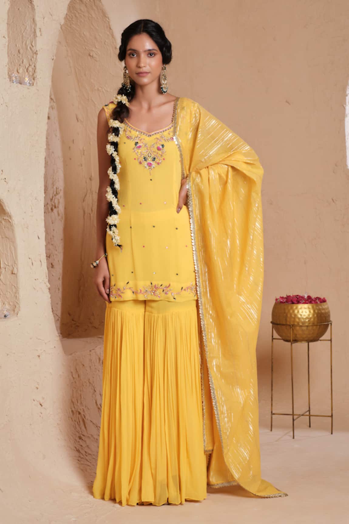 Muditaa By Urmila Dharvi Embroidered Kurta & Gharara Set 