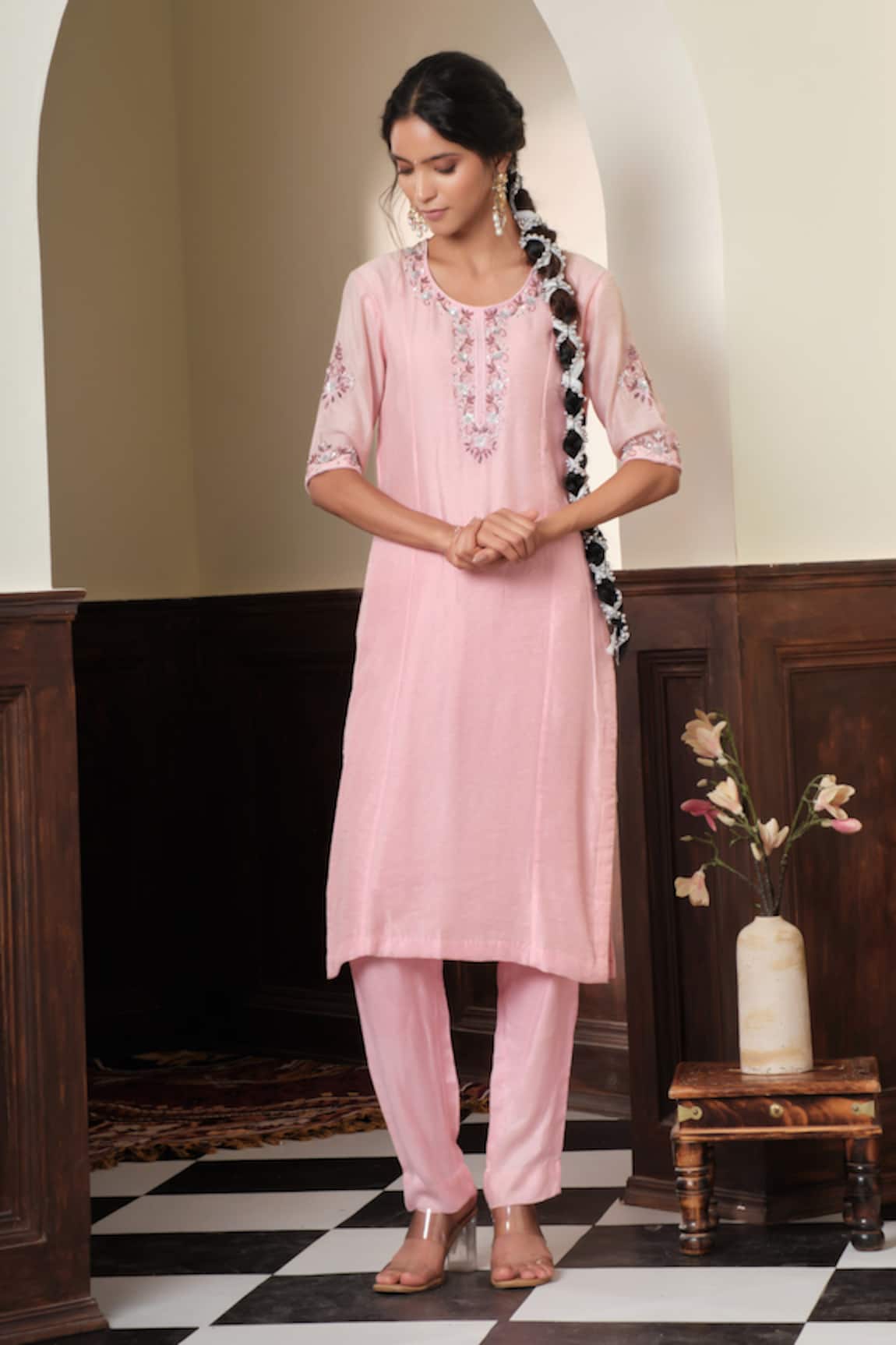 Muditaa By Urmila Meera Embroidered Kurta & Pant Set 