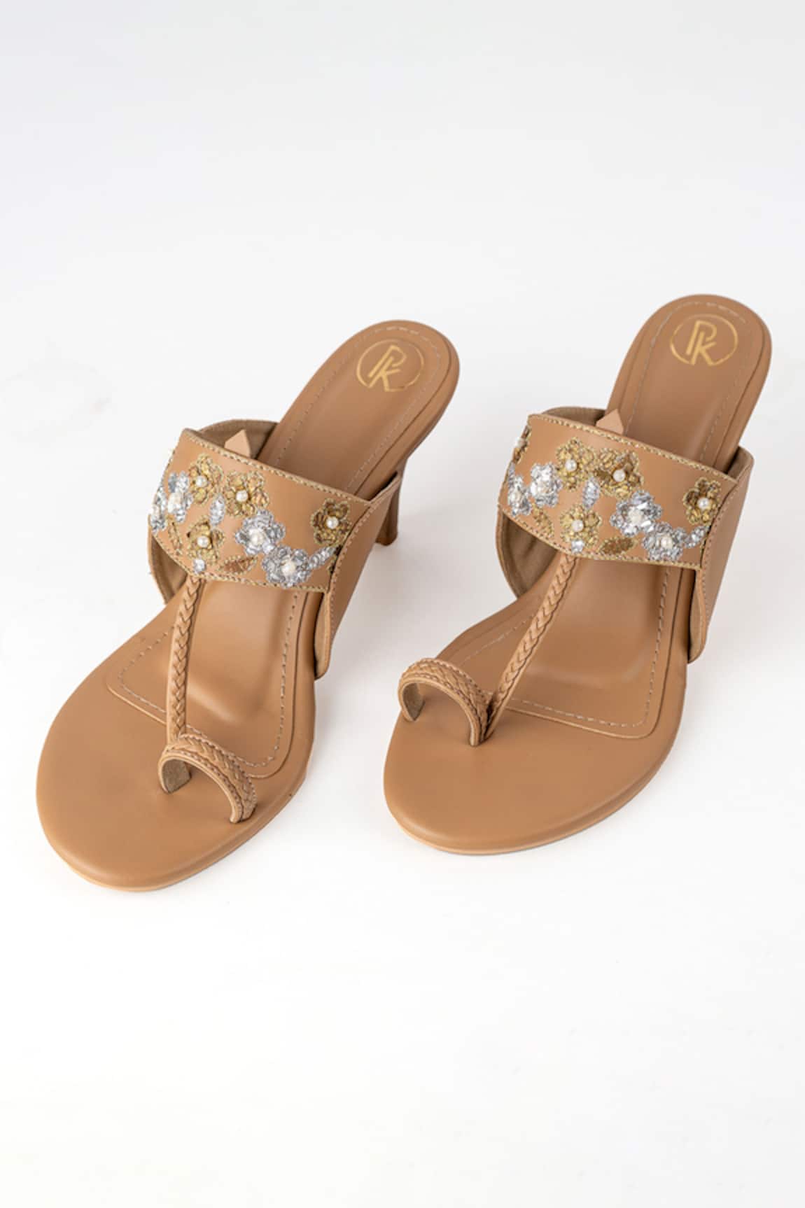 Preet Kaur Beige Mukaish Heels 