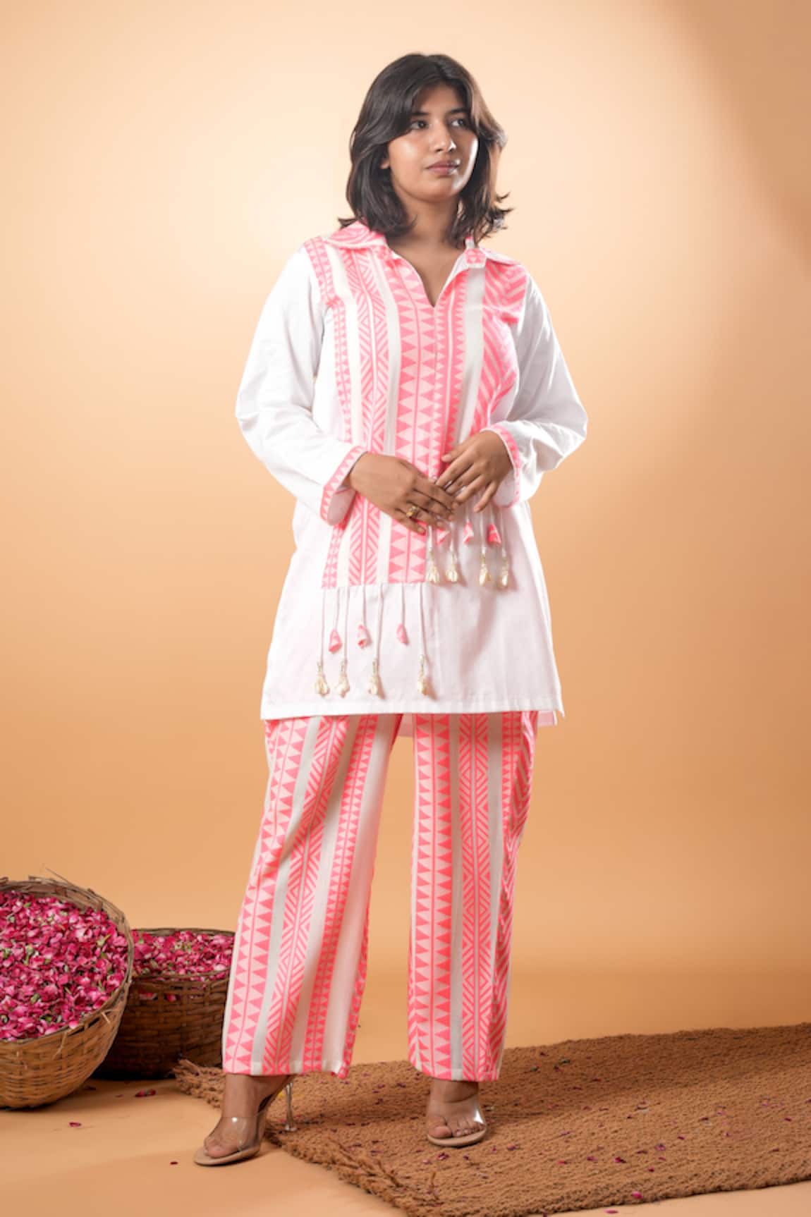 Mamicha White Cotton Kurta & Pant Set 