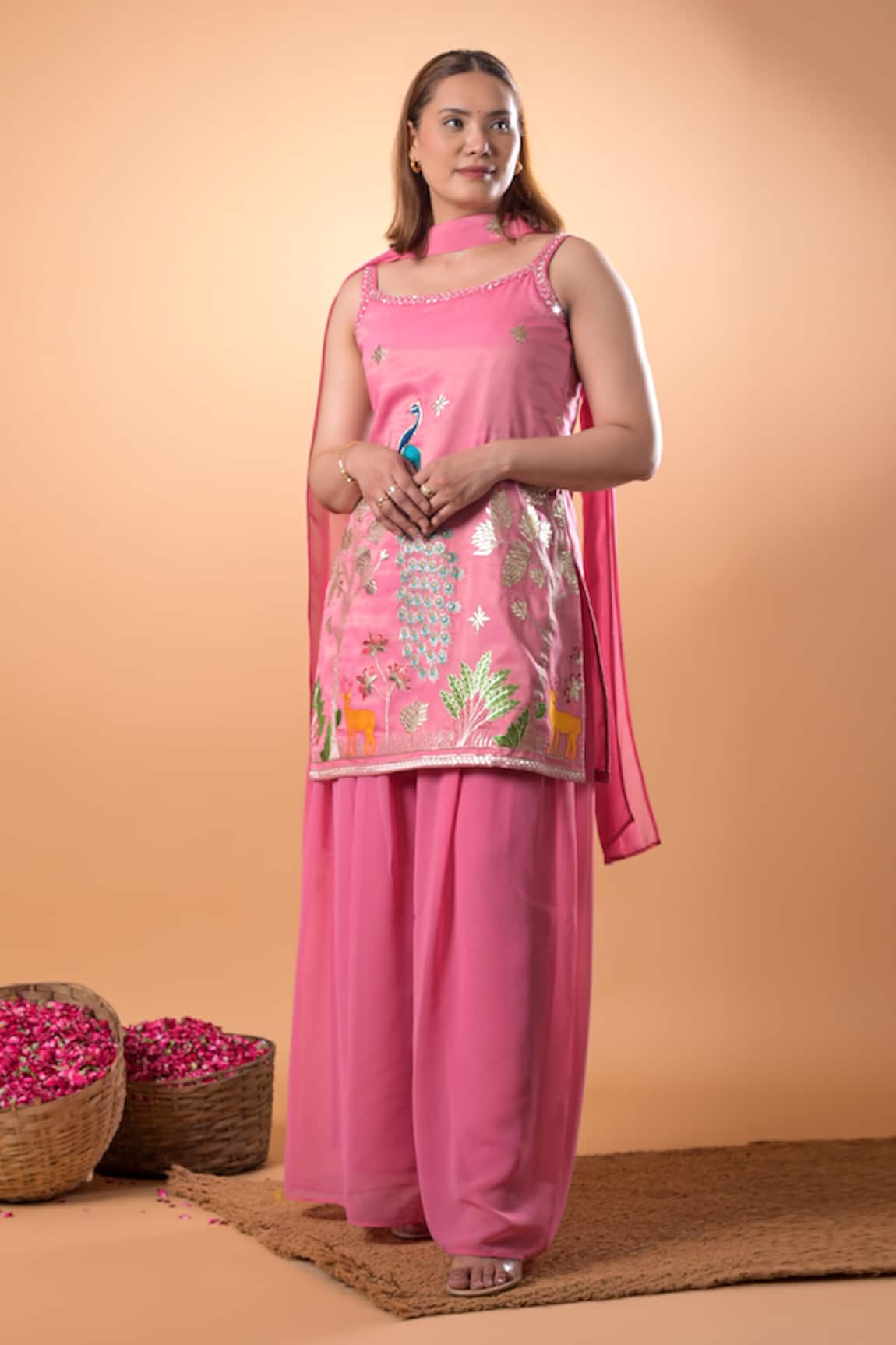 Mamicha Peacock Embroidered Kurta Set 