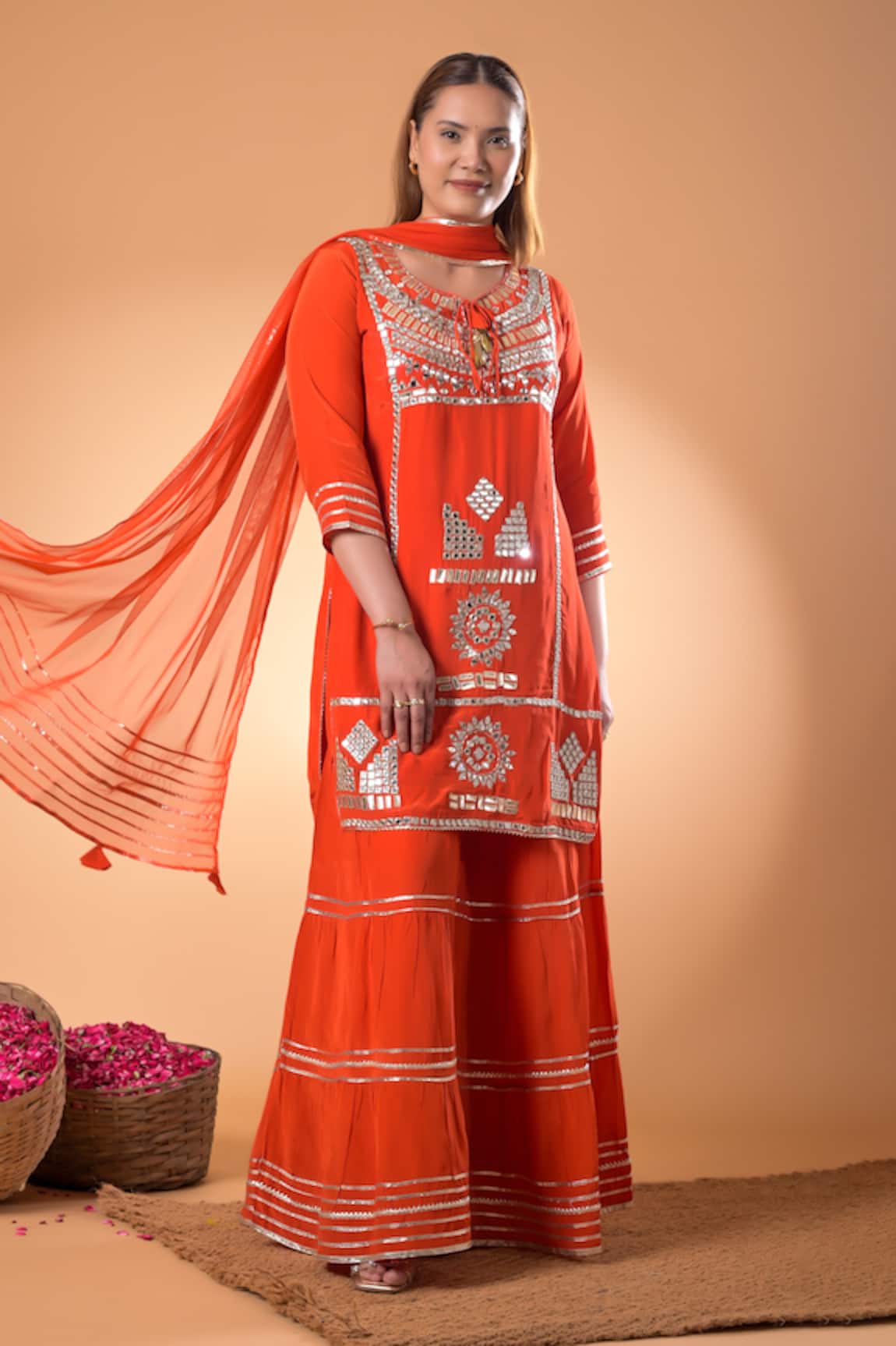 Mamicha Designer Orange Kurta Set 