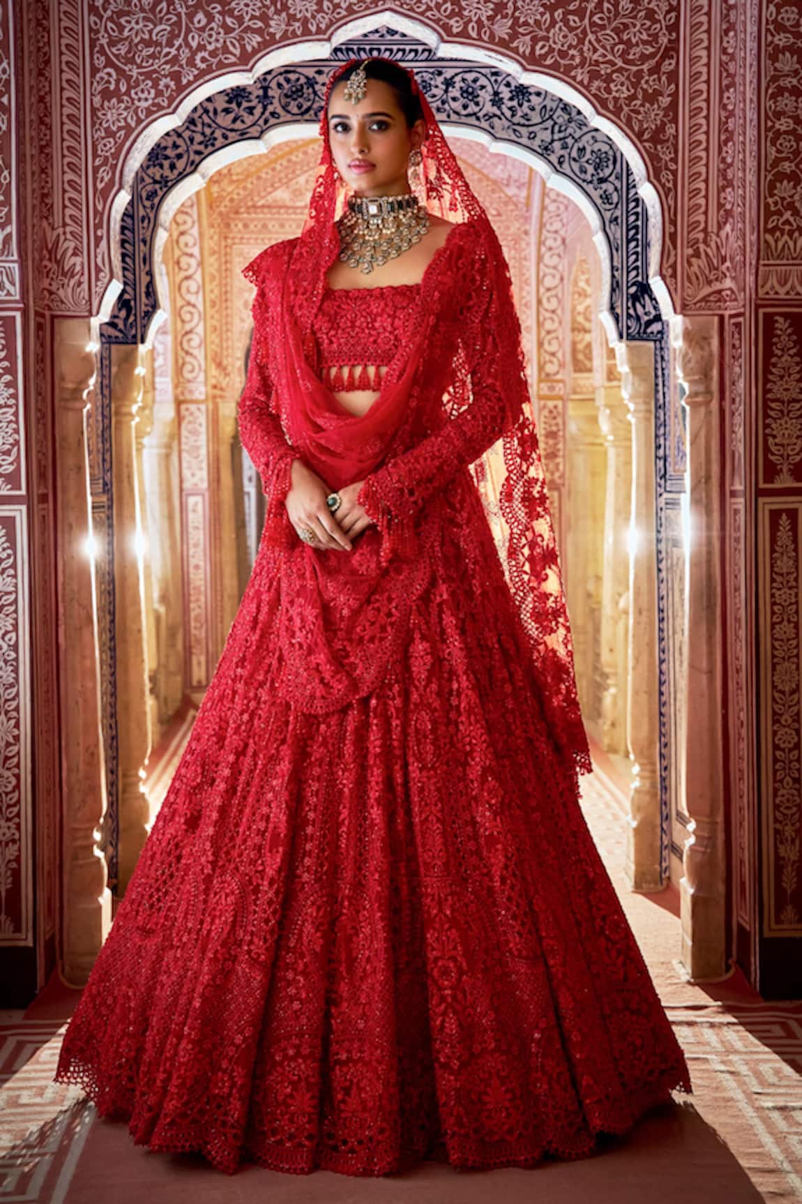 Seema Gujral Tonal Embroidered Bridal Lehenga Set 