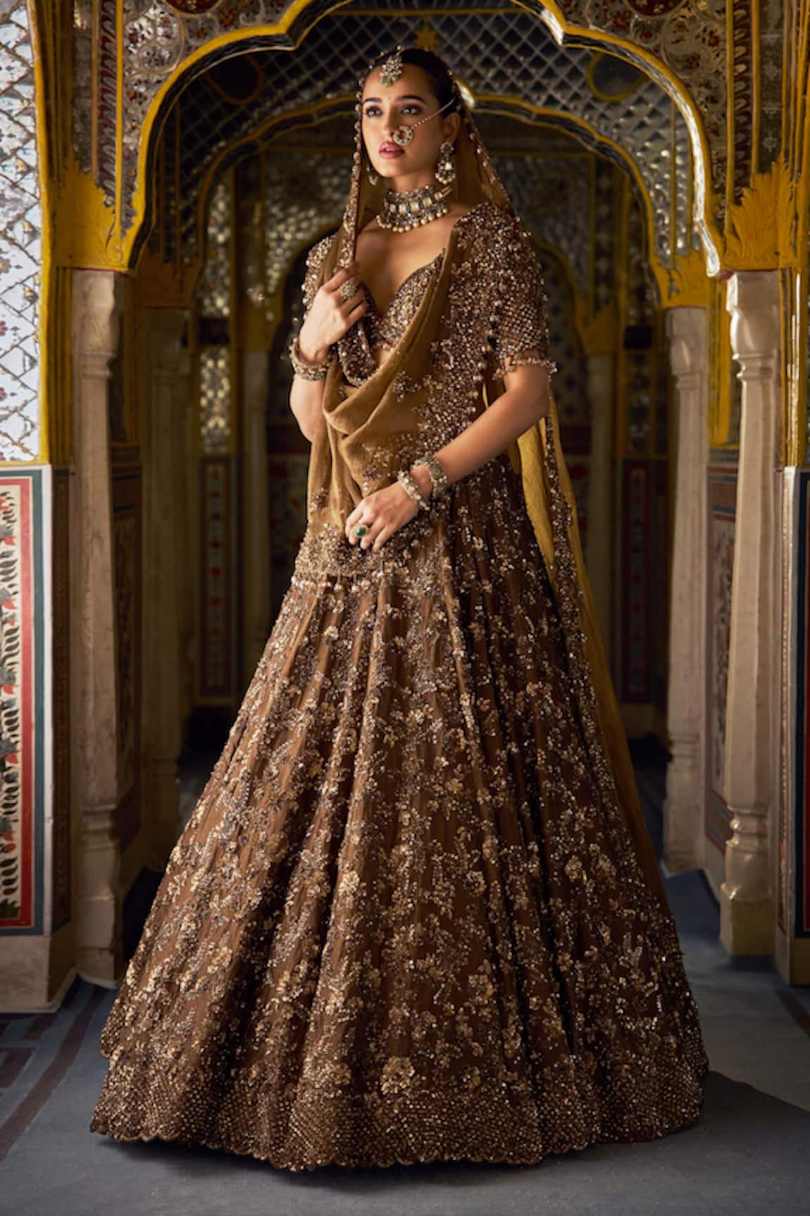 Seema Gujral Floral Jaal Pattern Lehenga Set 
