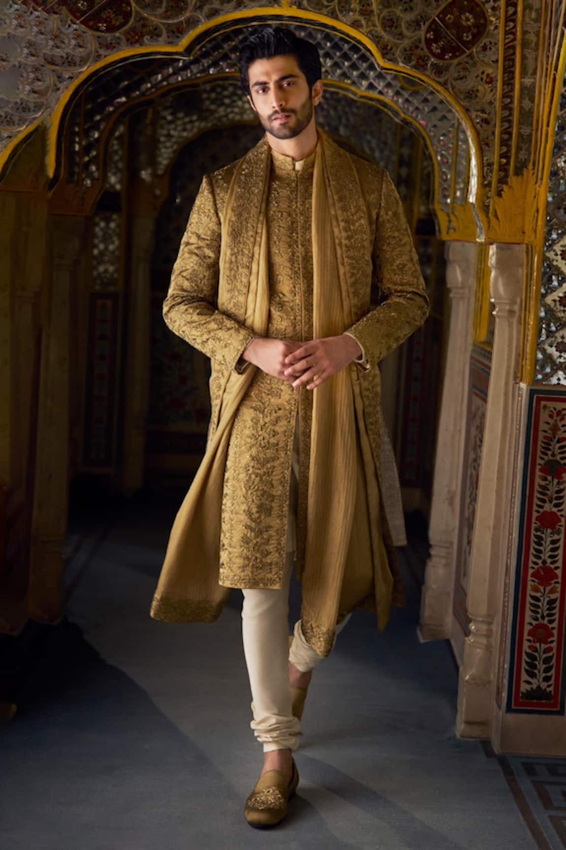 Seema Gujral Floral Embroidered Sherwani Set 