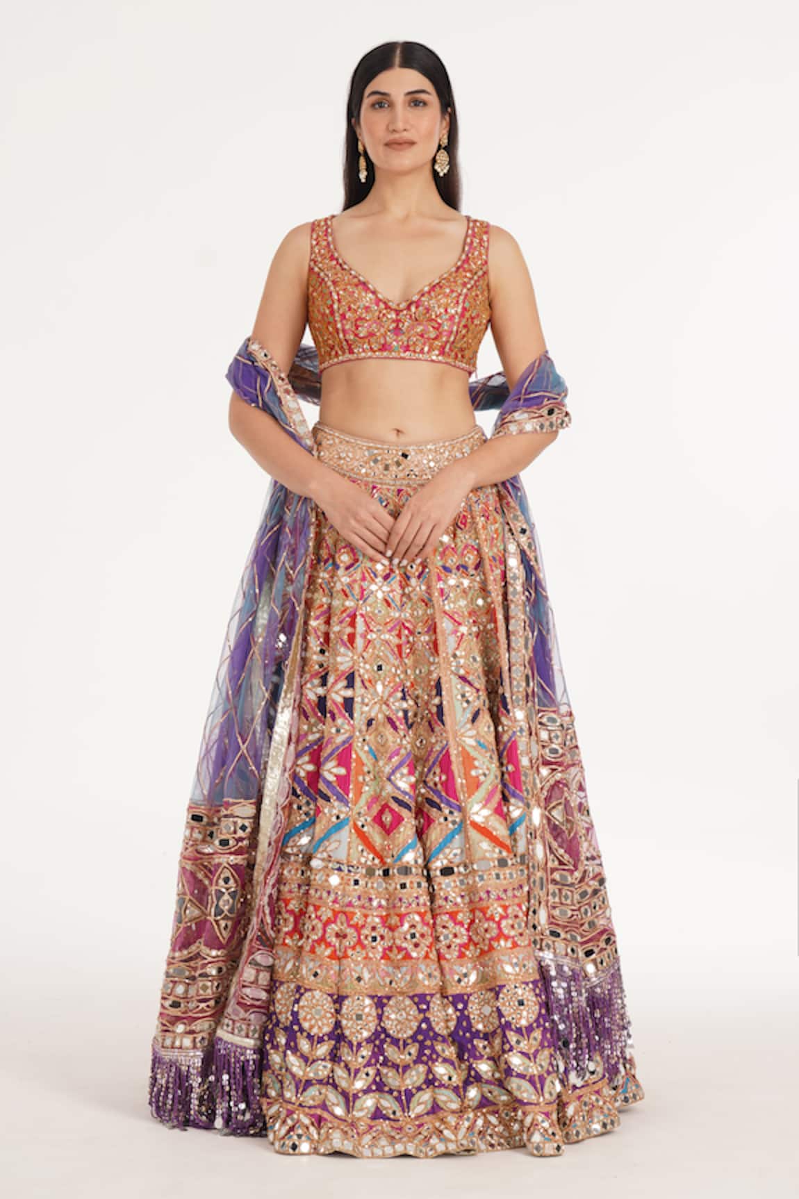 Abhinav Mishra Rebecca Pastel Embroidered Lehenga Set 