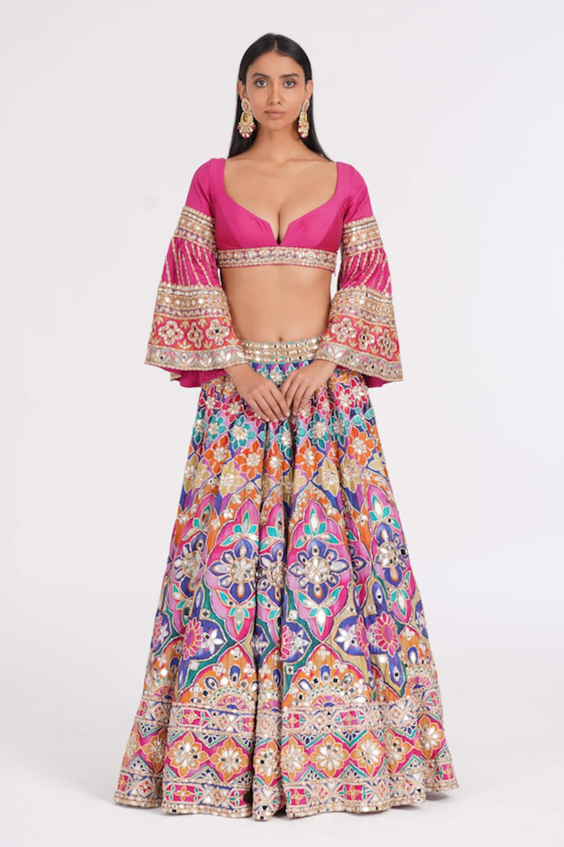 Abhinav Mishra Psychedelic Hues Embroidered Lehenga Set 