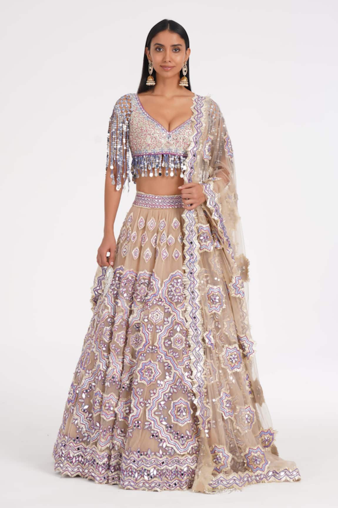 Abhinav Mishra Oyster Daisy Embroidered Lehenga Set 