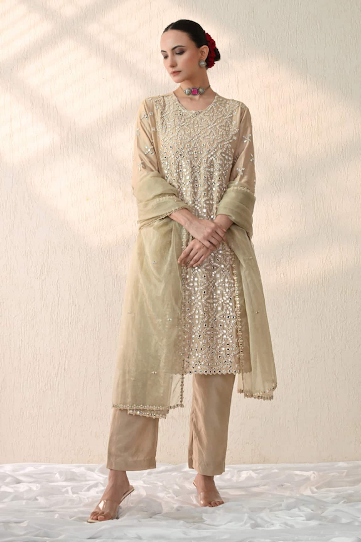 Ohh Crow Embroidered Kurta Pant Set 