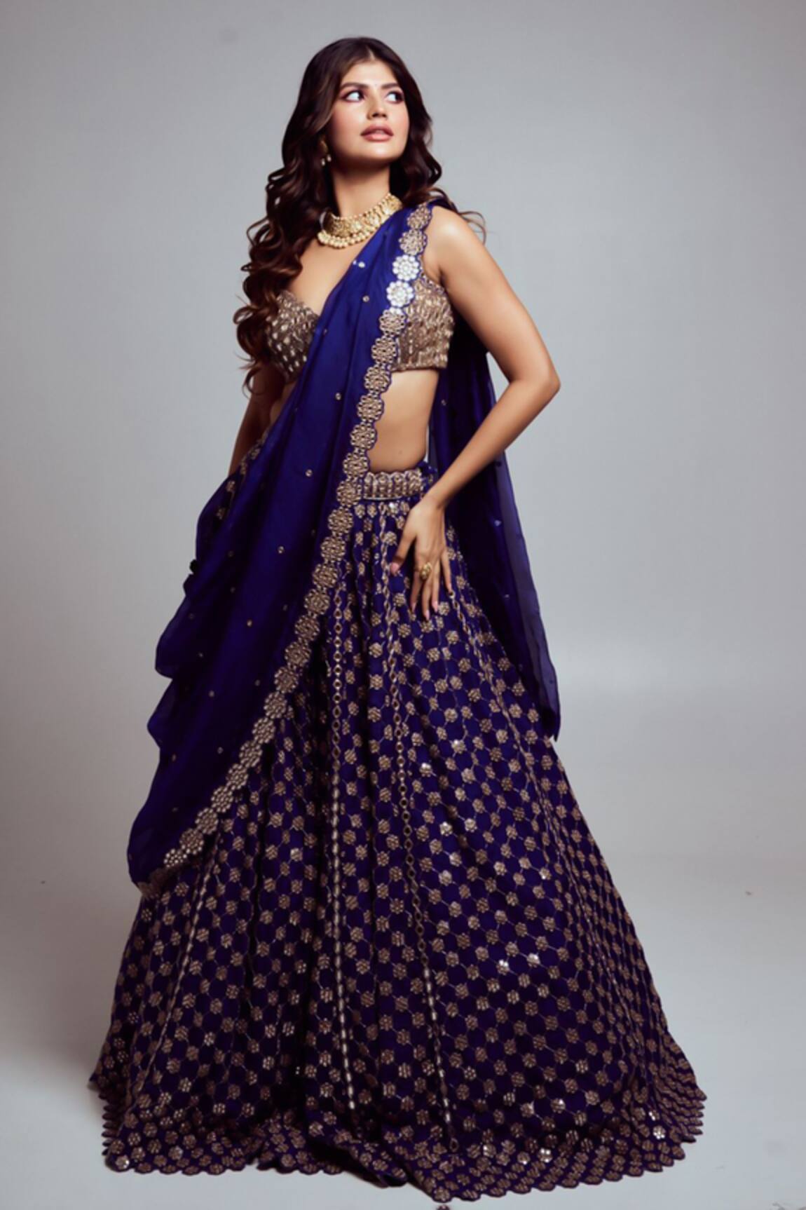 Vvani By Vani Vats Floret Mirror Embroidered Bridal Lehenga Set 