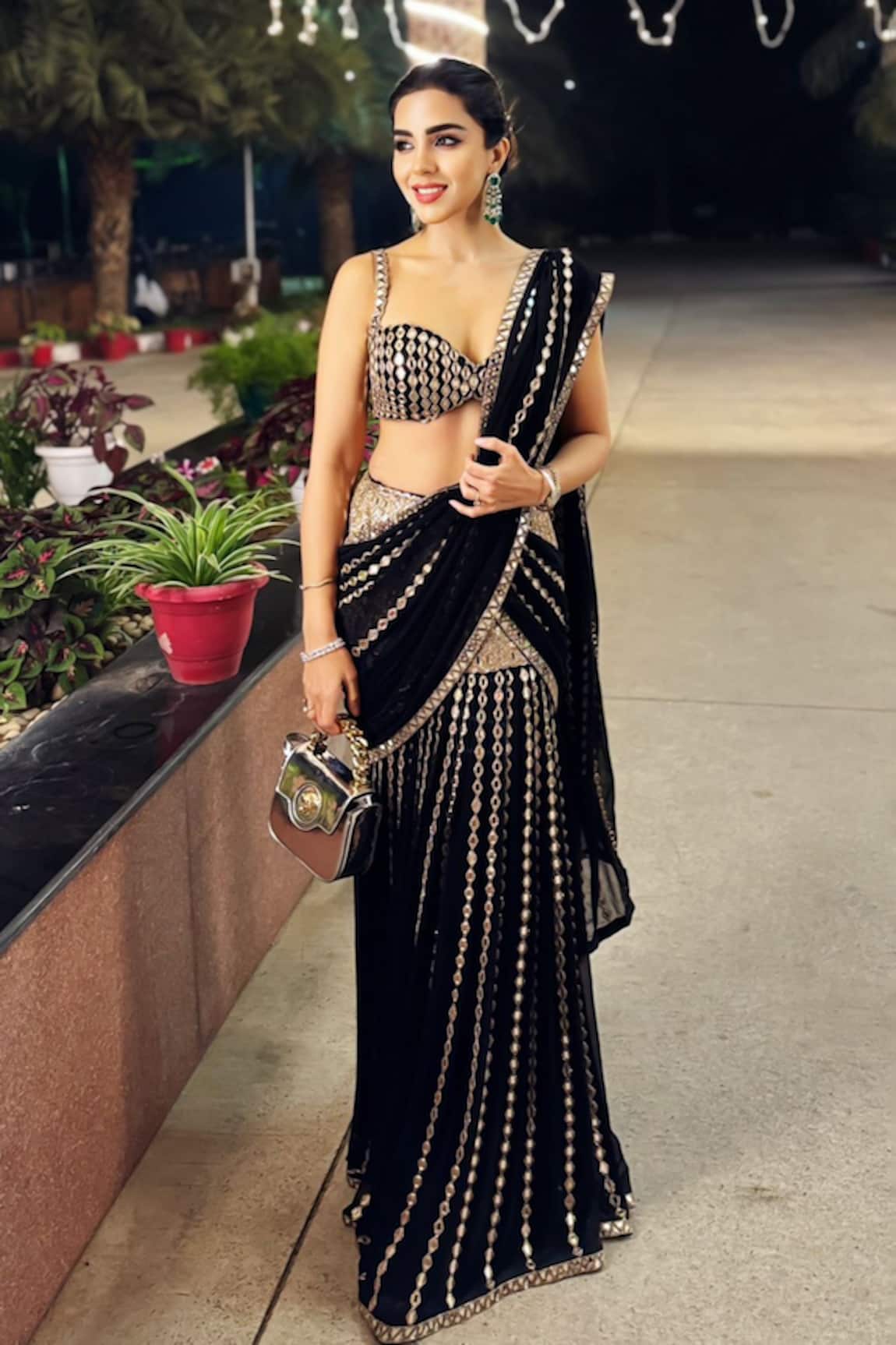 Vvani By Vani Vats Mirror Meteor Embroidered Lehenga Saree With Blouse 