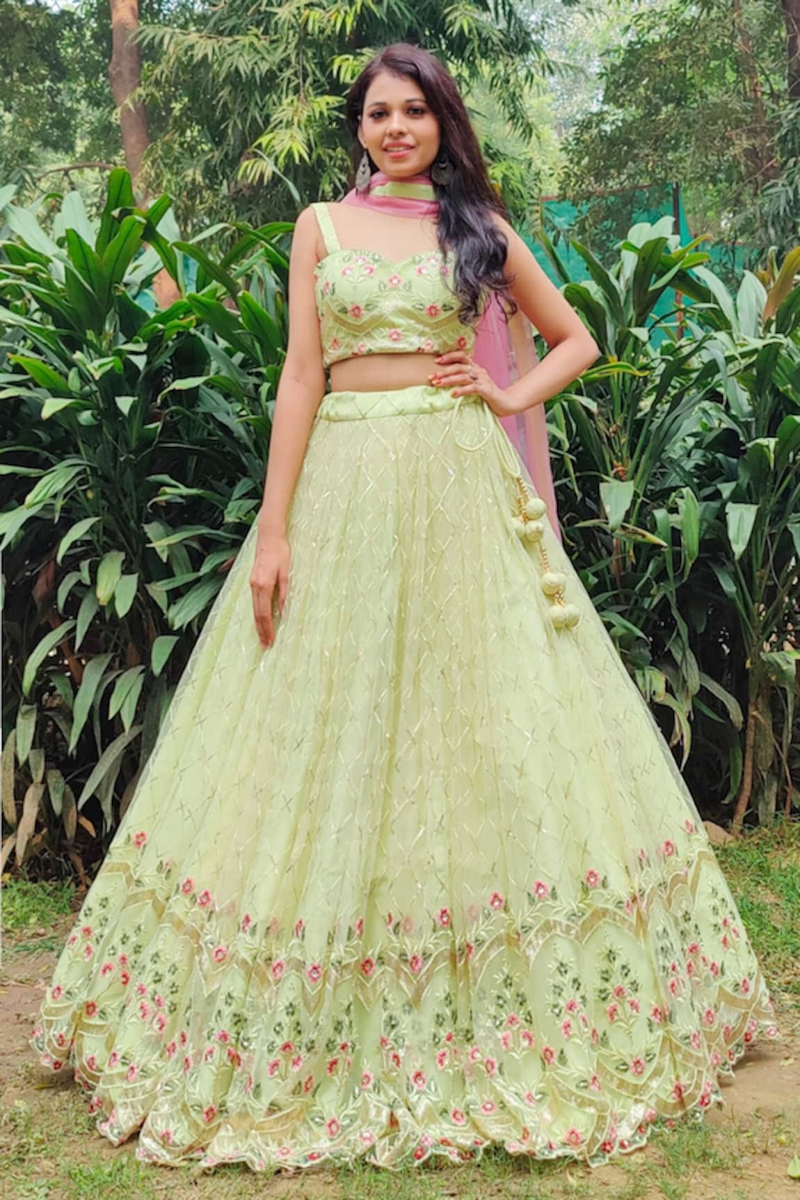 Amaltas Couture Net Embroidered Lehenga Set 