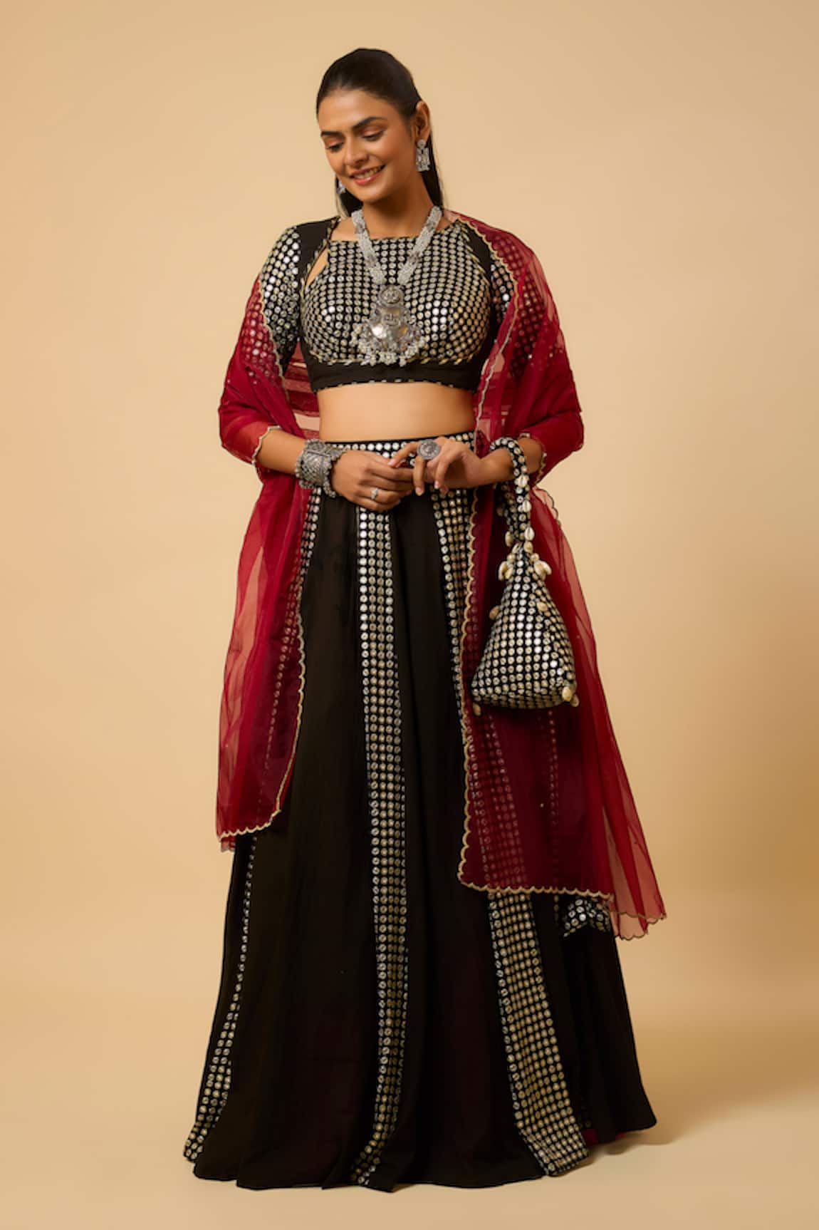Monk & Mei By Sonia Anand Laxmi Lehenga Set with Potli 
