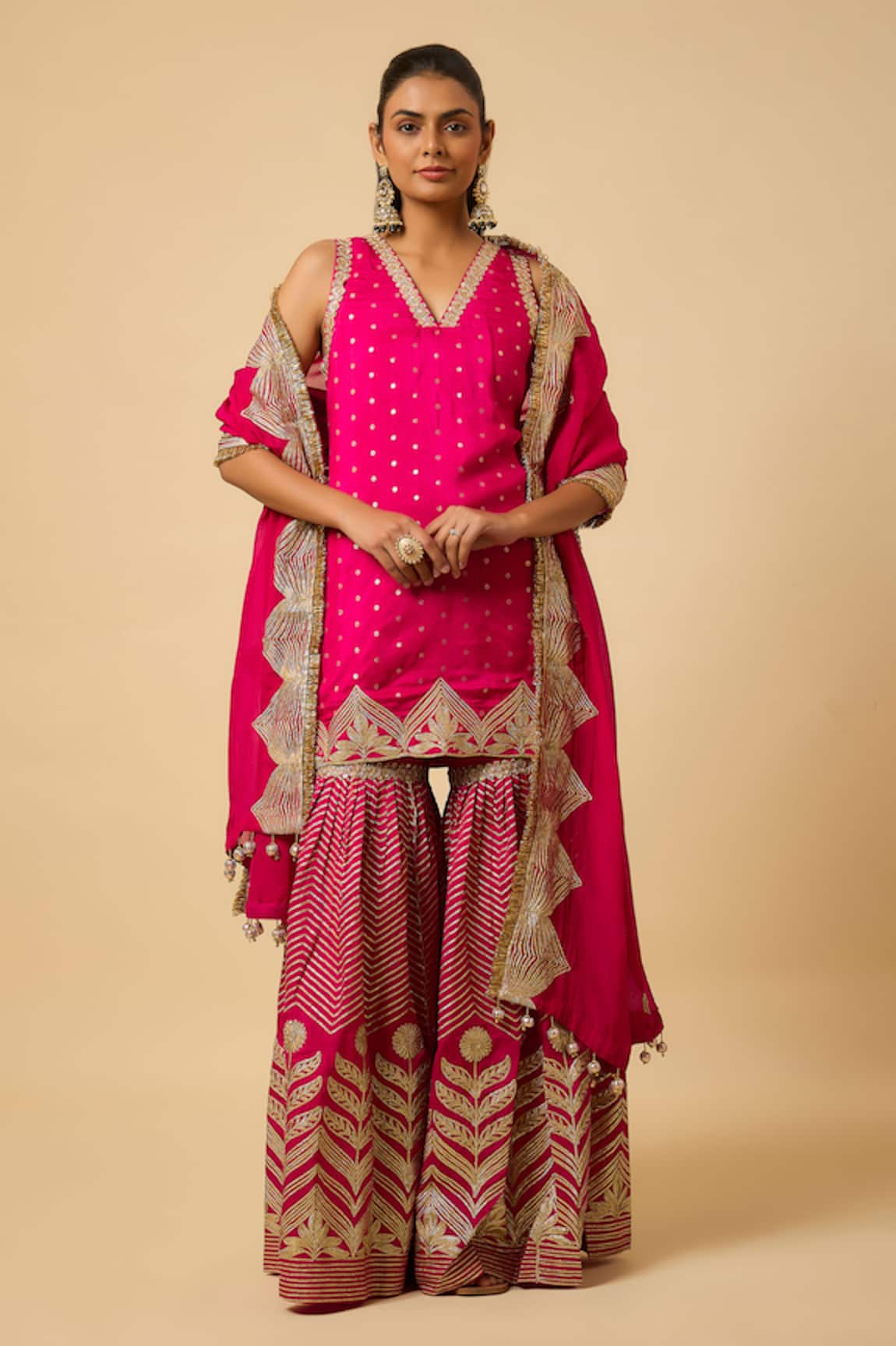 Monk & Mei By Sonia Anand Bala Embroidered Kurta Sharara Set 