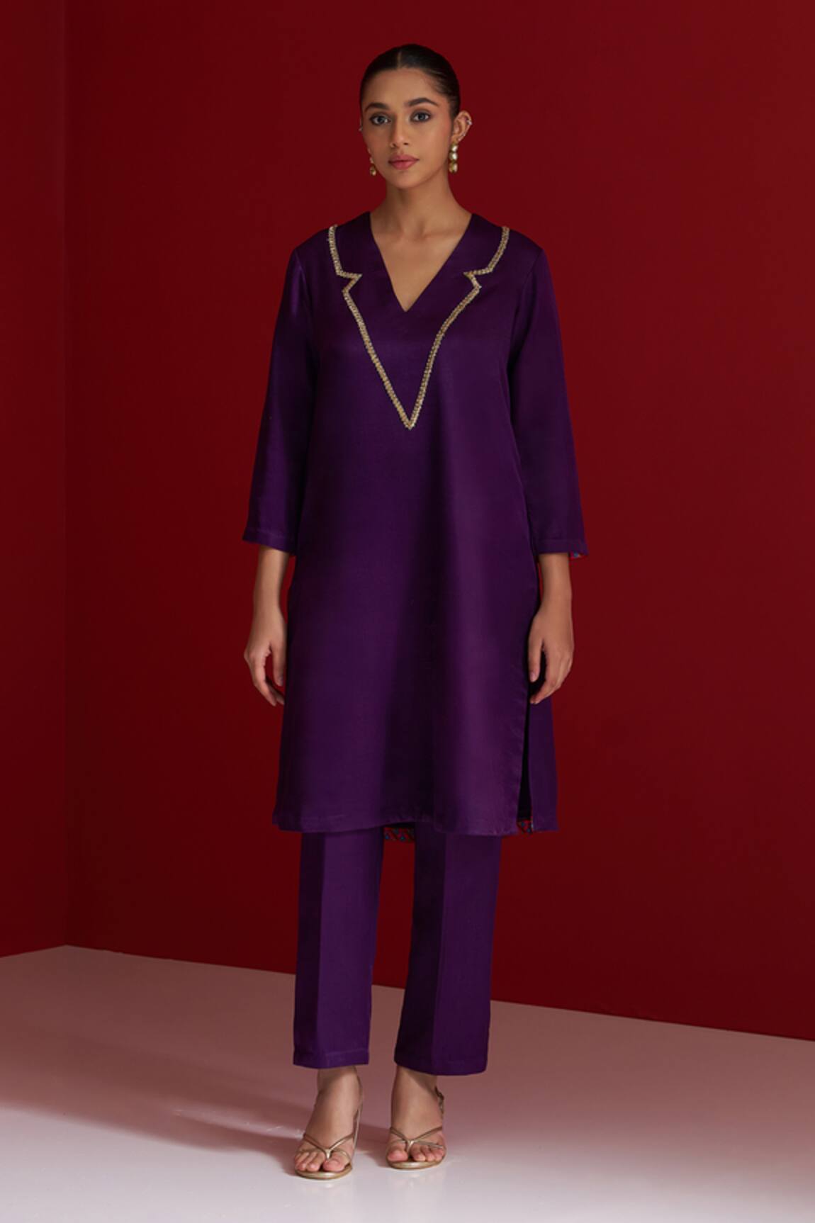 Sitaraa Verangini Royal Purple Embroidered Kurta With Pant