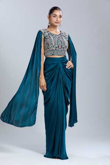 Samyukta Singhania Embroidered Blouse & Skirt Set