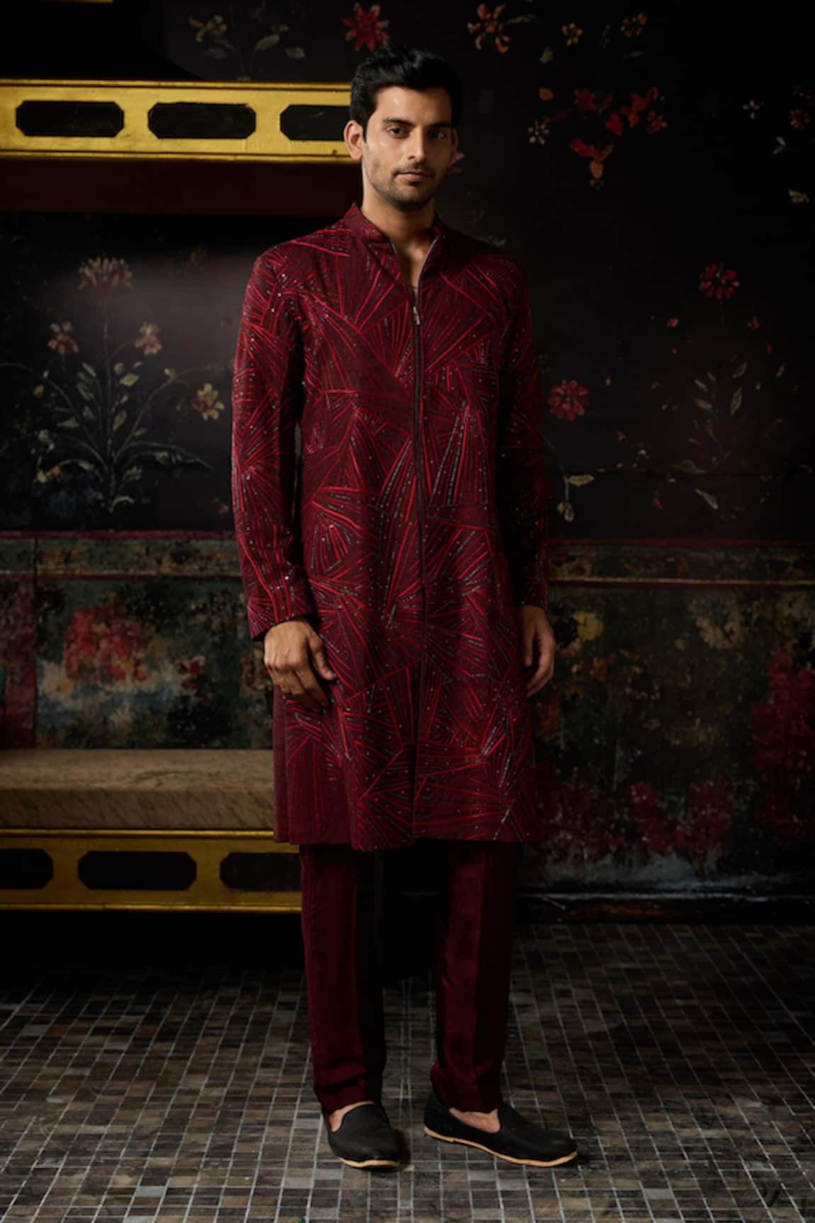 Diyarajvvir Embroidered Jacket Kurta With Pant 