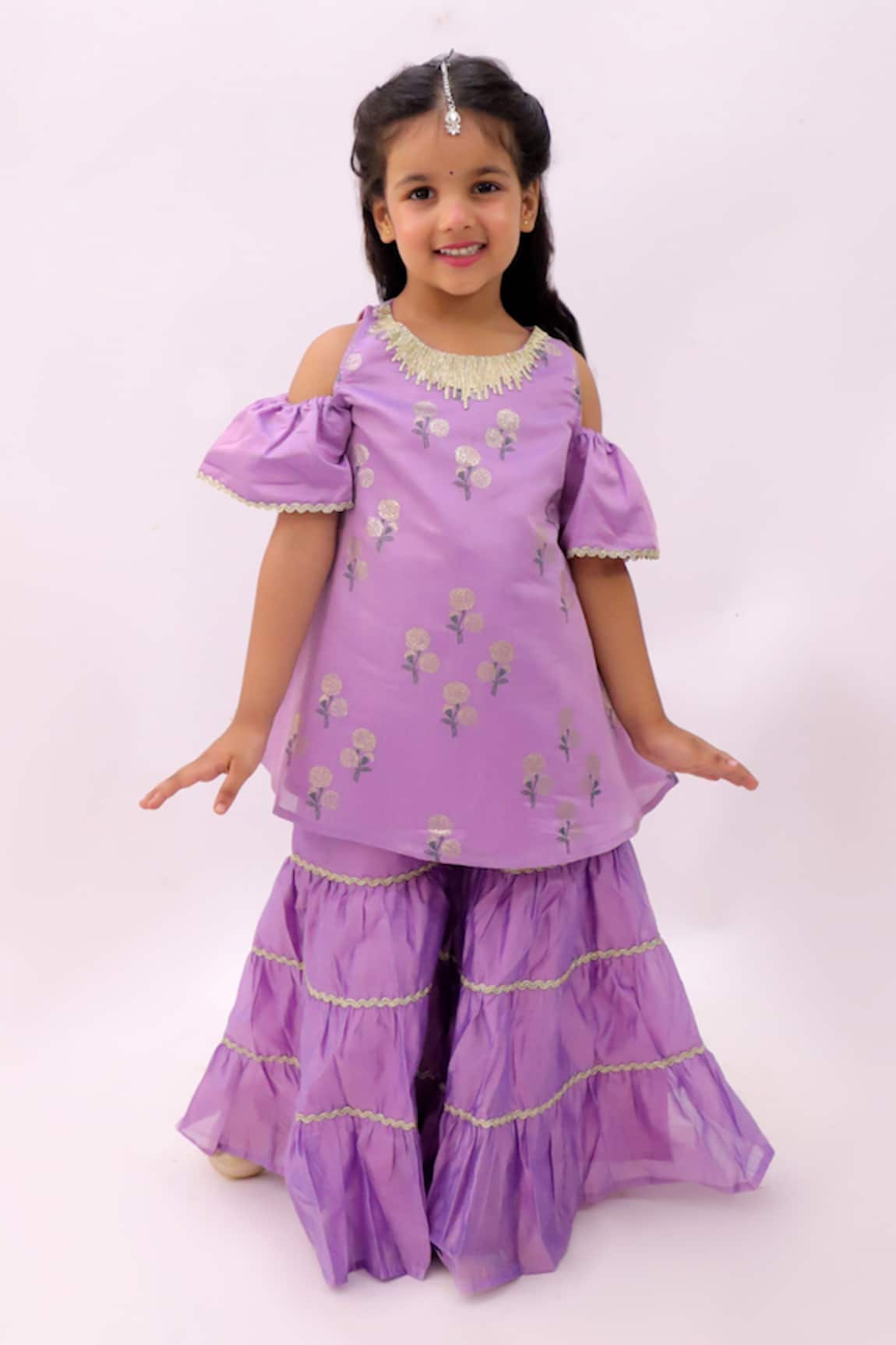 Lil Drama Mishti Floral Pattern Kurta & Sharara Set 