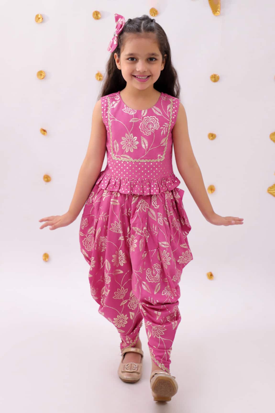 Lil Drama Khilkhilahat Floral Pattern Top & Dhoti Pant Set 