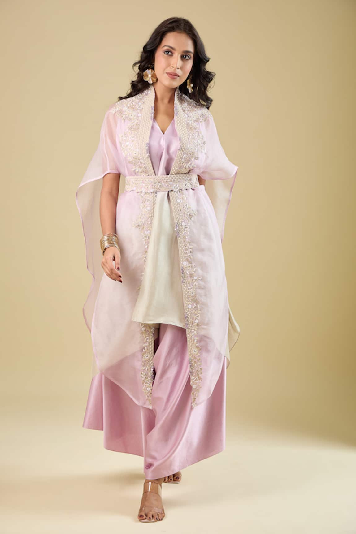 Prisho Embroidered Cape Pant Set 
