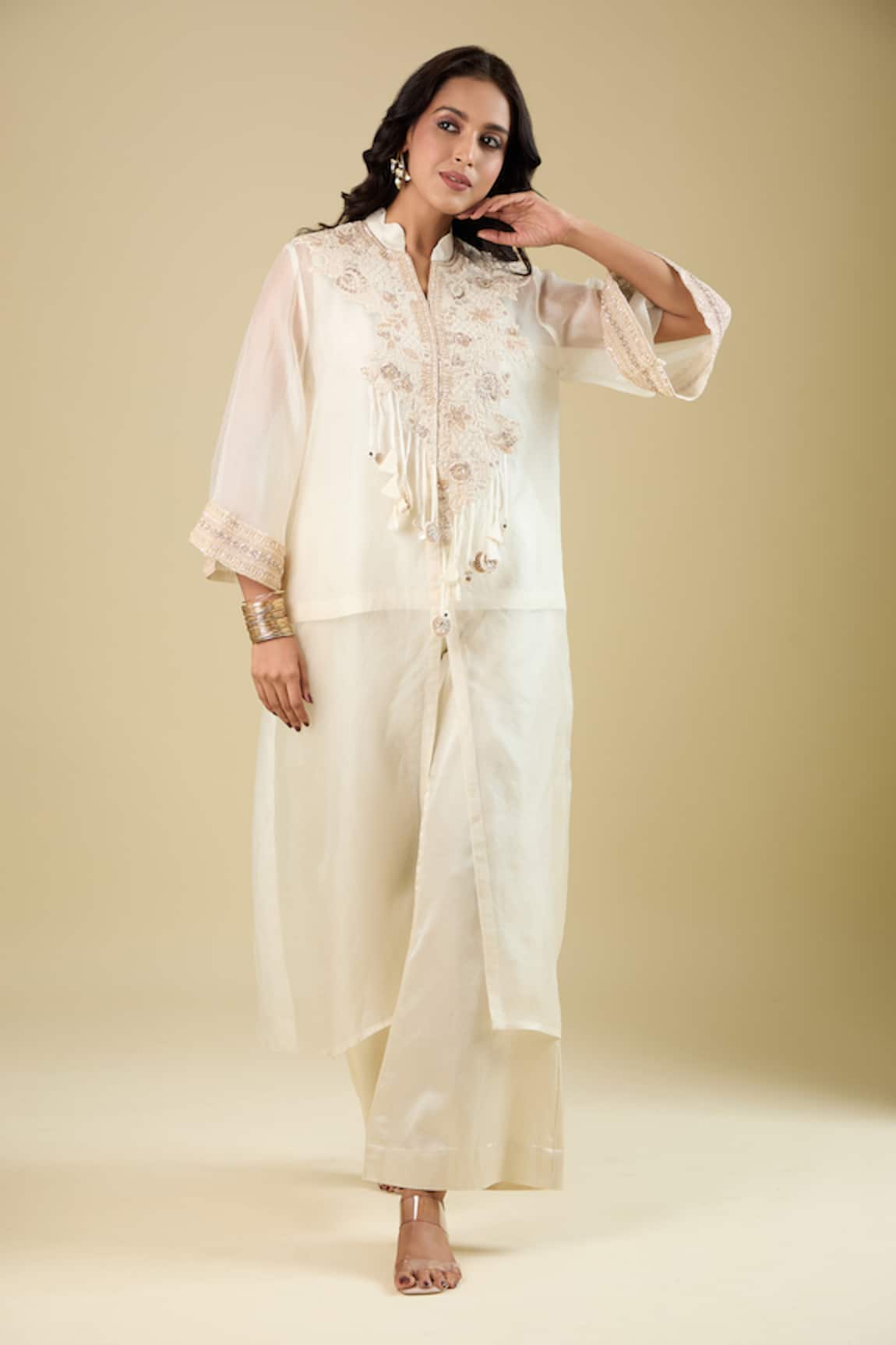 Prisho Embroidered Jacket Pant Set 