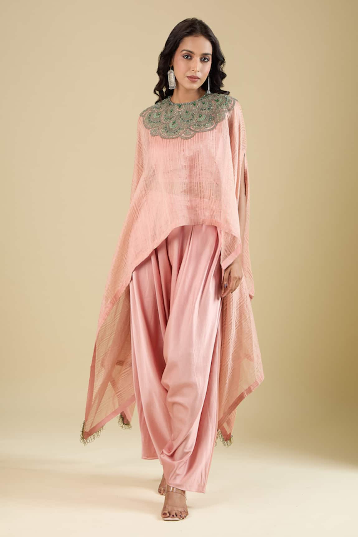 Prisho Scallop Embroidered Kaftan Pant Set 