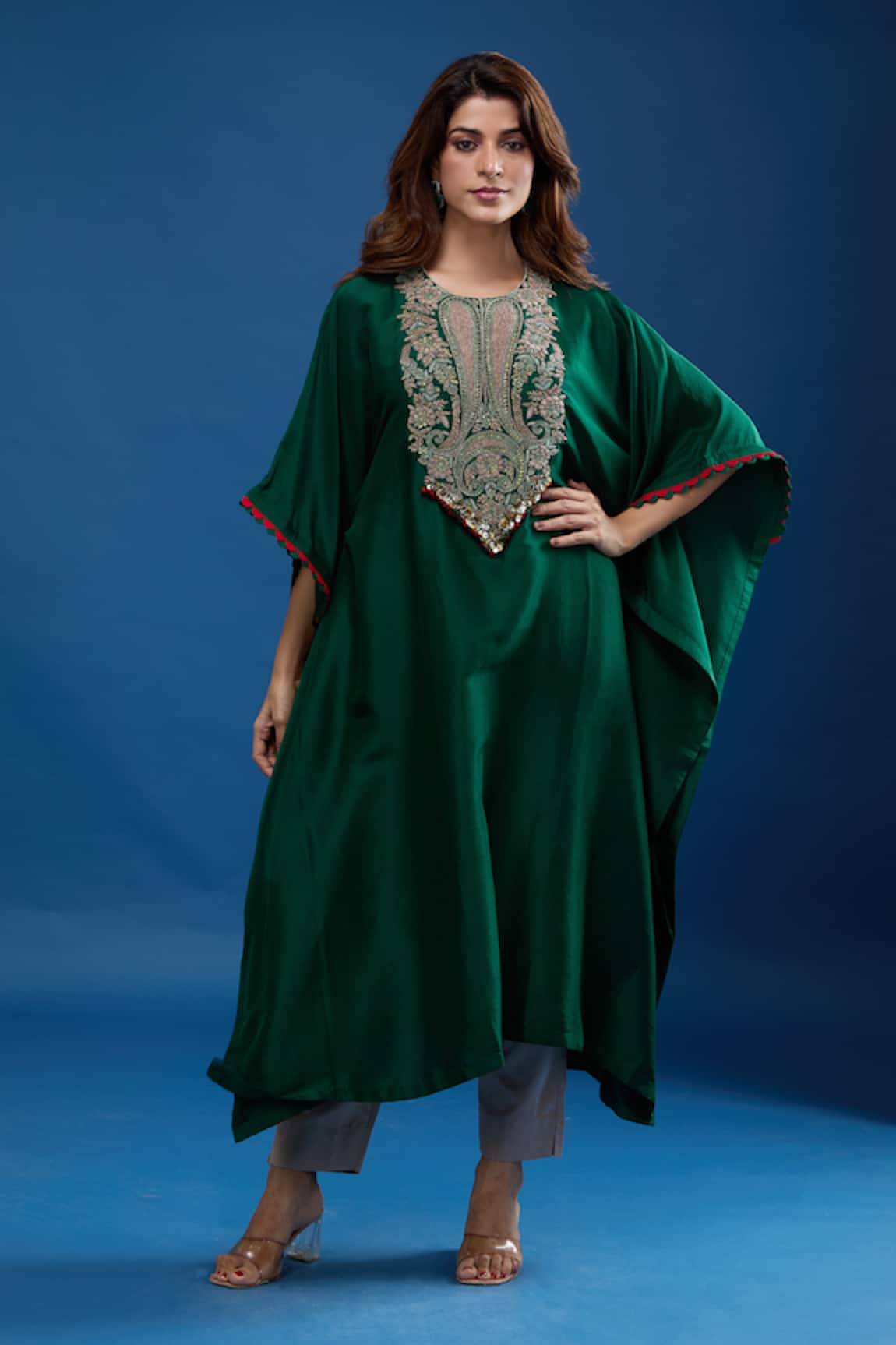 Prisho Dori Embroidered Kaftan & Pant Set 