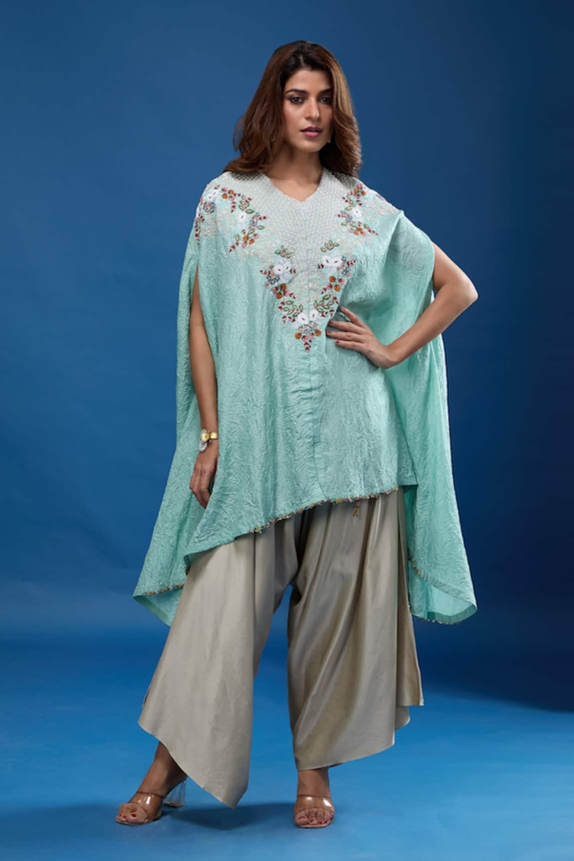 Prisho Thread Work Kaftan & Pant Set 