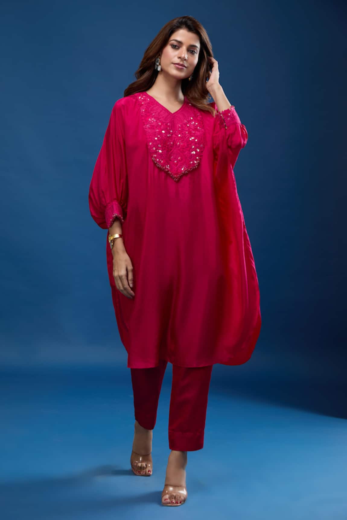 Prisho Applique Work Kaftan With Pant 