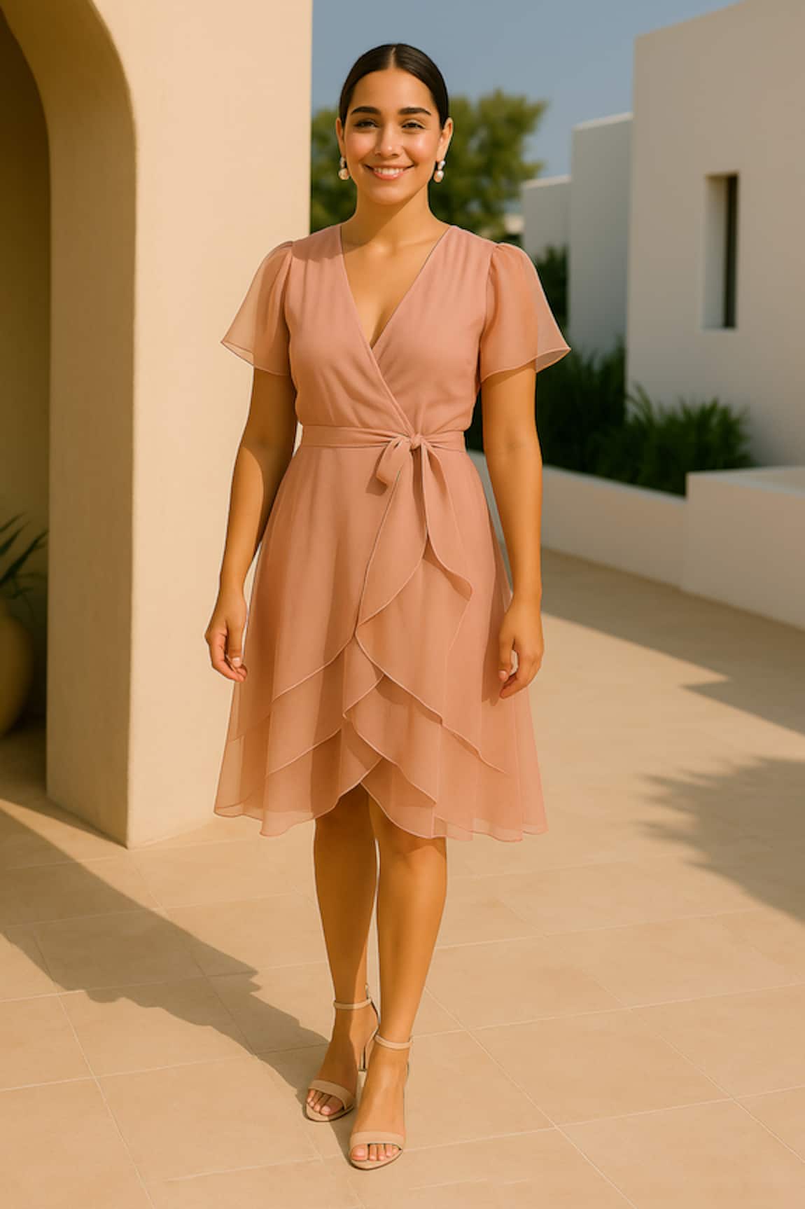 Ozel Pastel Pink Organza Dress 