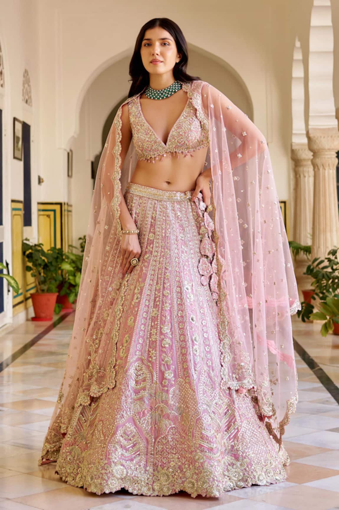 Osaa By Adarsh Rosaline Pink Organza Lehenga Set 