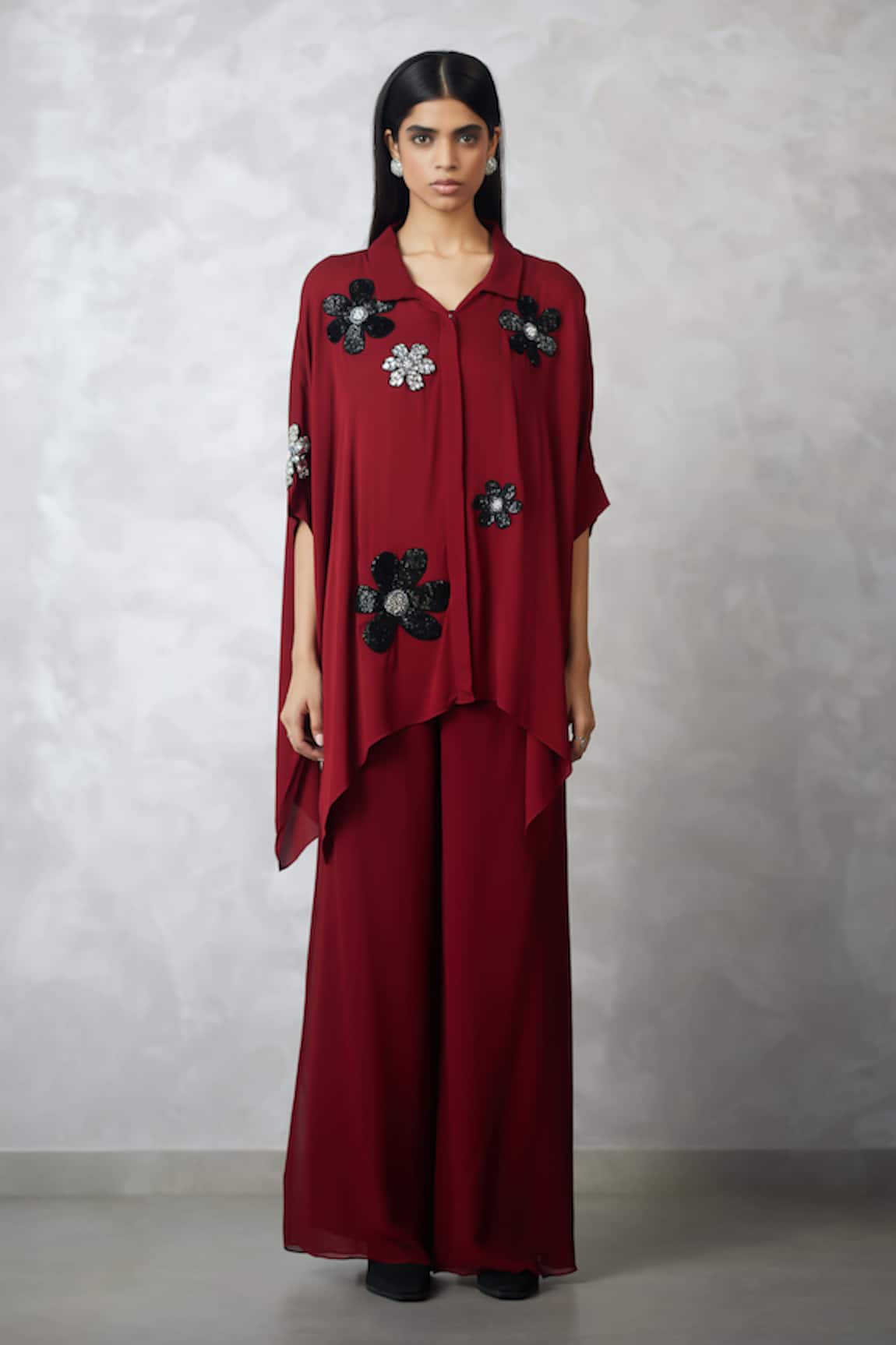 Nachiket Barve Maroon Florencio Shirt & Pant Set 