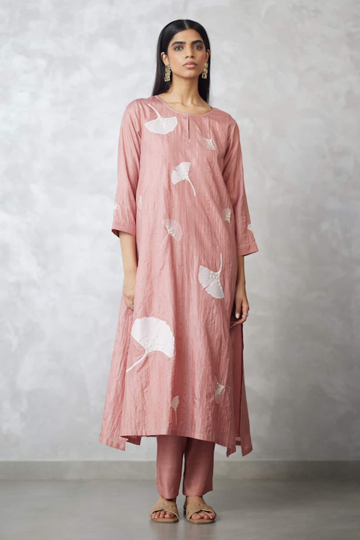Nachiket Barve Ginkgo Crushed Silk Kurta  