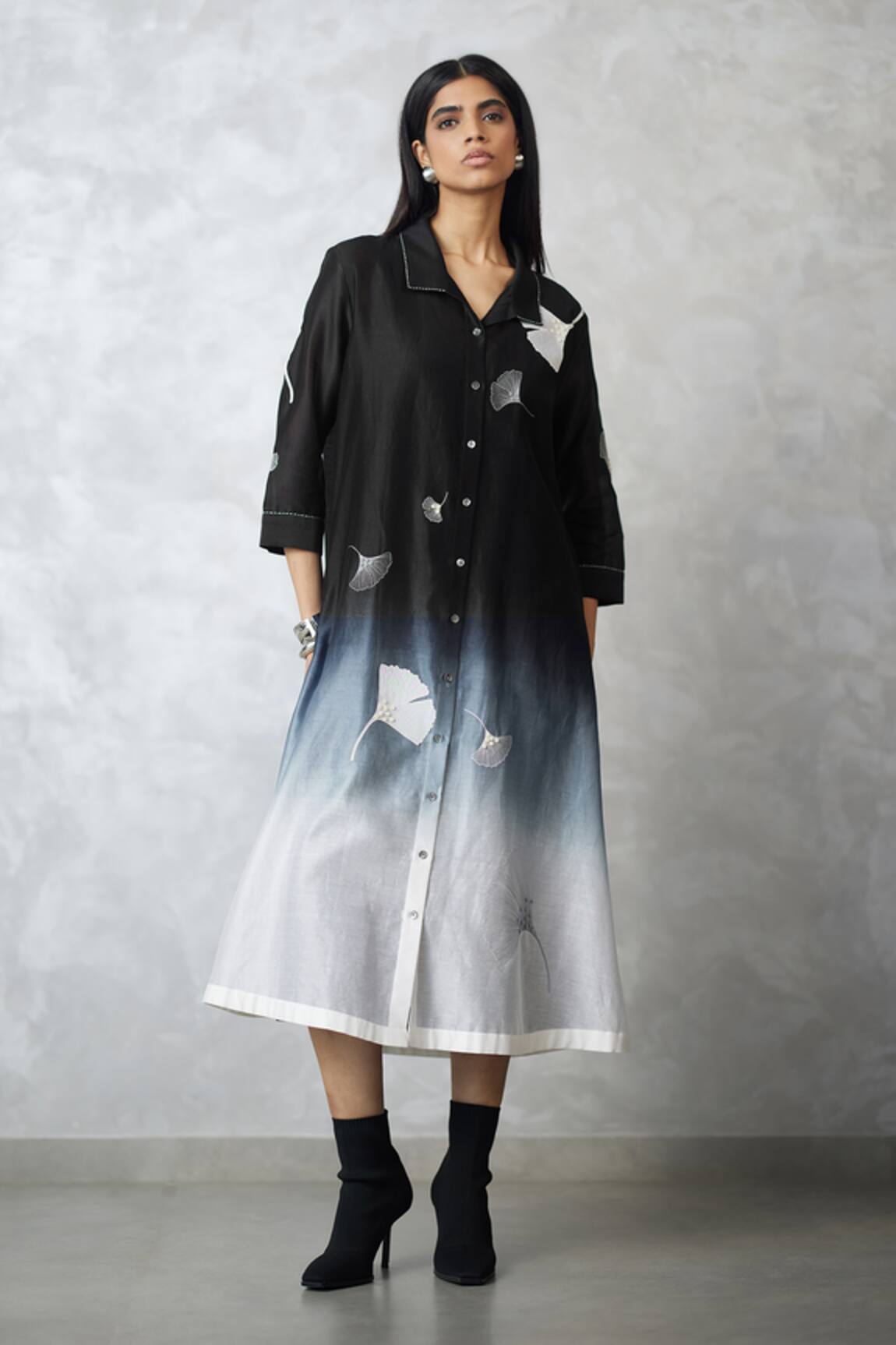 Nachiket Barve Ginkgo Ombre Shirt Dress 
