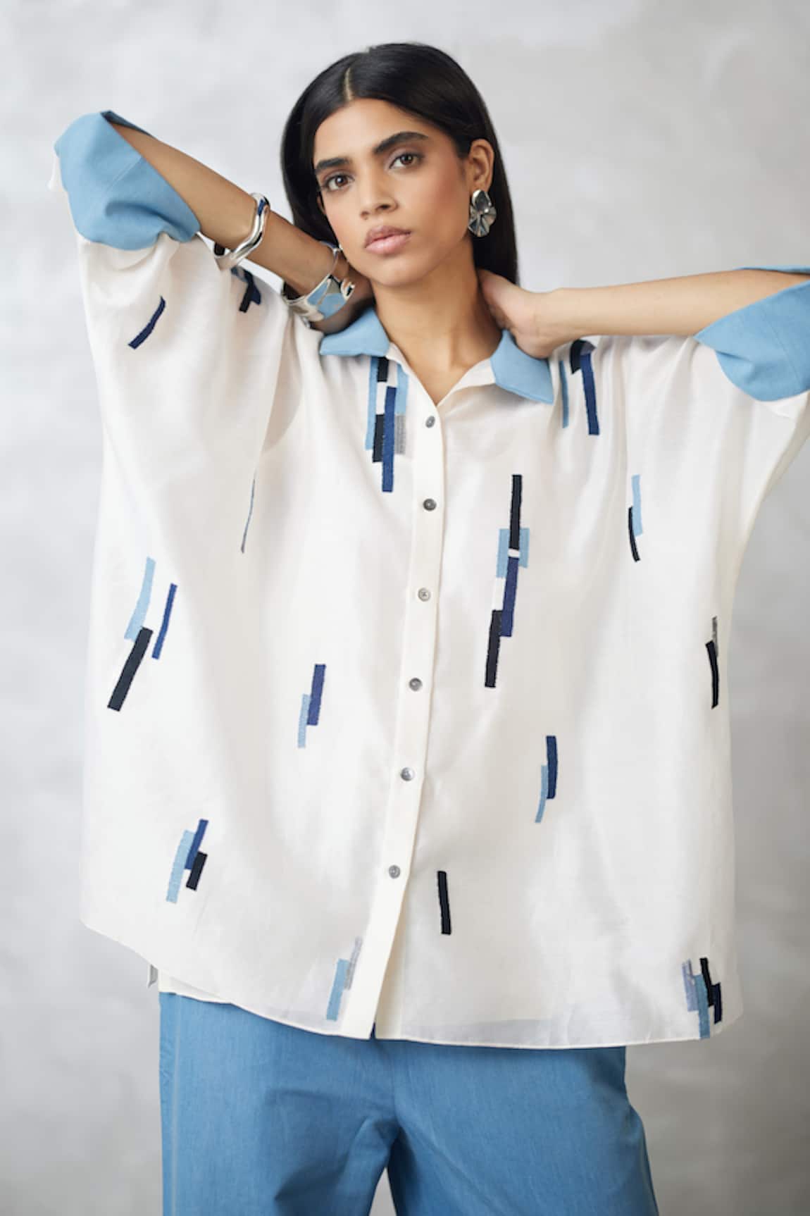 Nachiket Barve Skyline Shirt & Denim Pant Set 