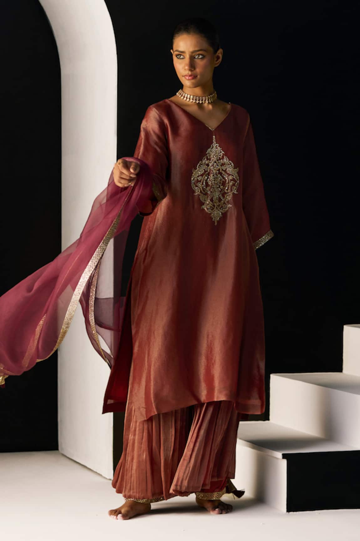 Sarang Kaur Rust Sana Kurta Set 