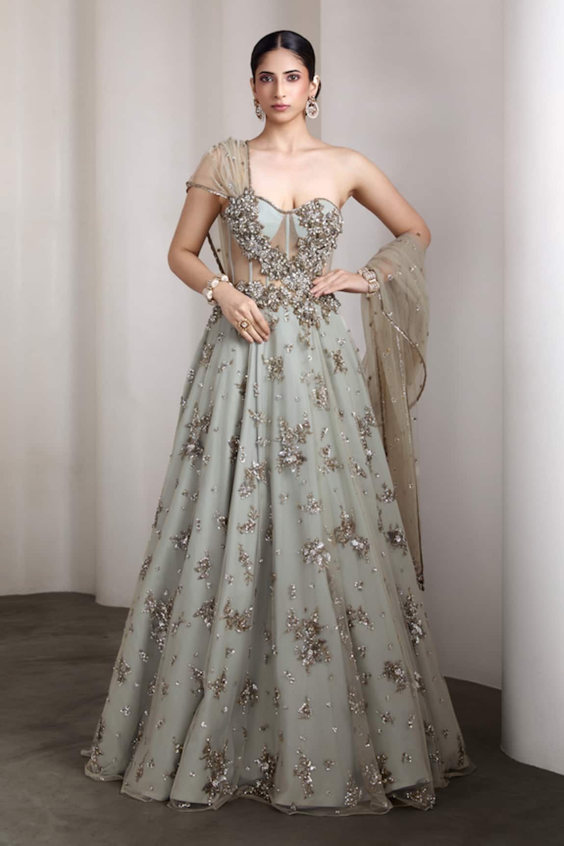 Rocky Star Sequin Embroidered Gown