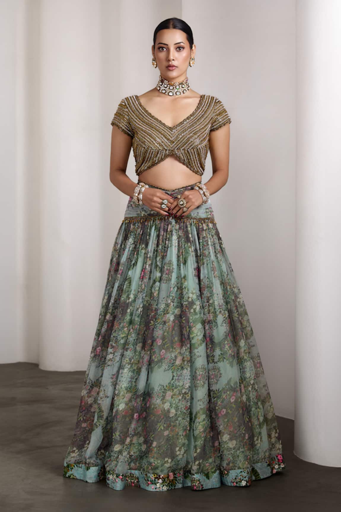 Rocky Star Floral Pattern Lehenga Set