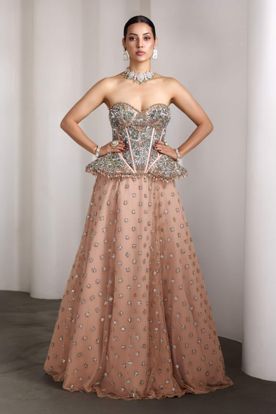 Rocky Star Embellished Corset & Lehenga Set