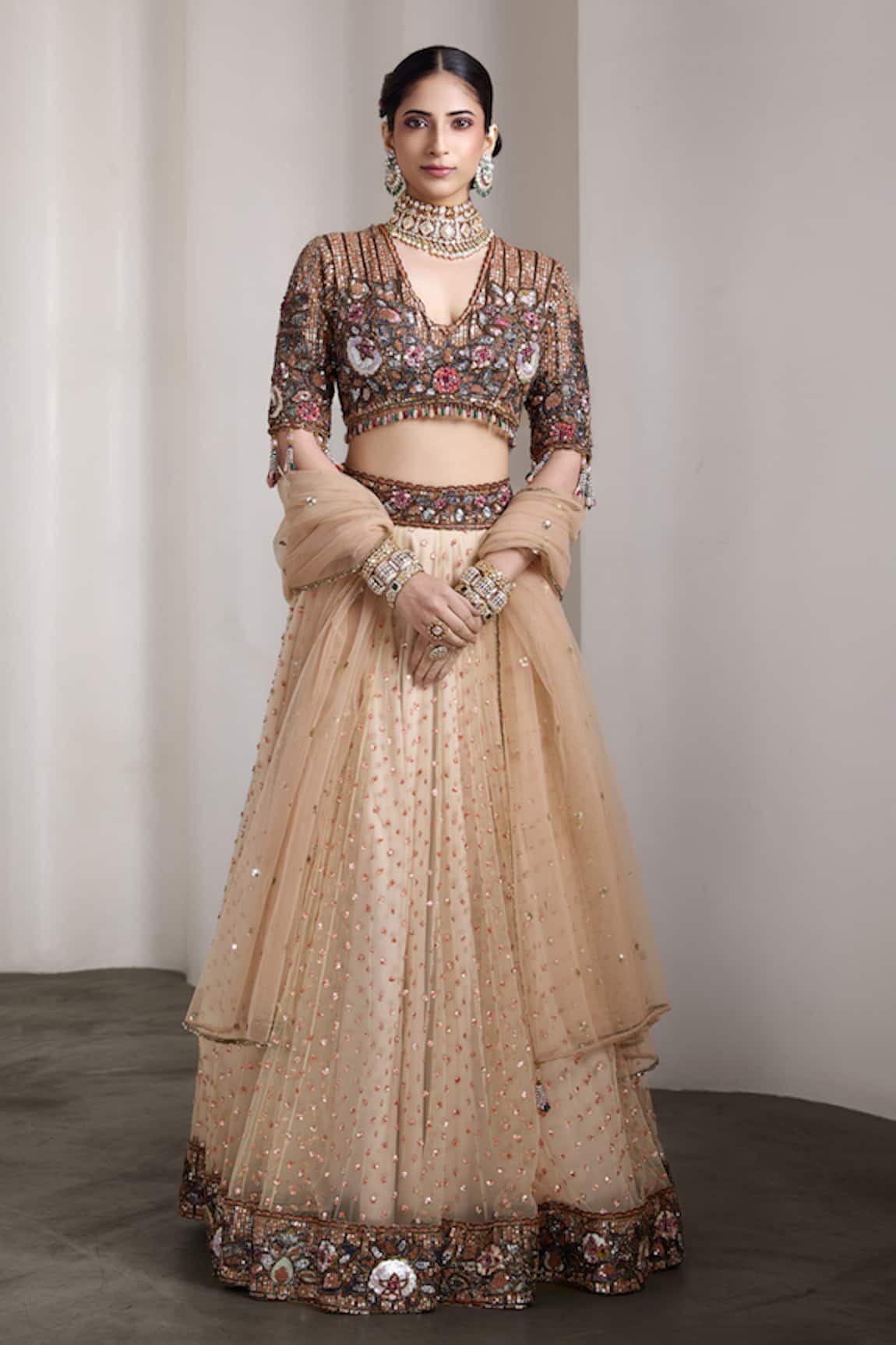 Rocky Star Embellished Blouse & Lehenga Set